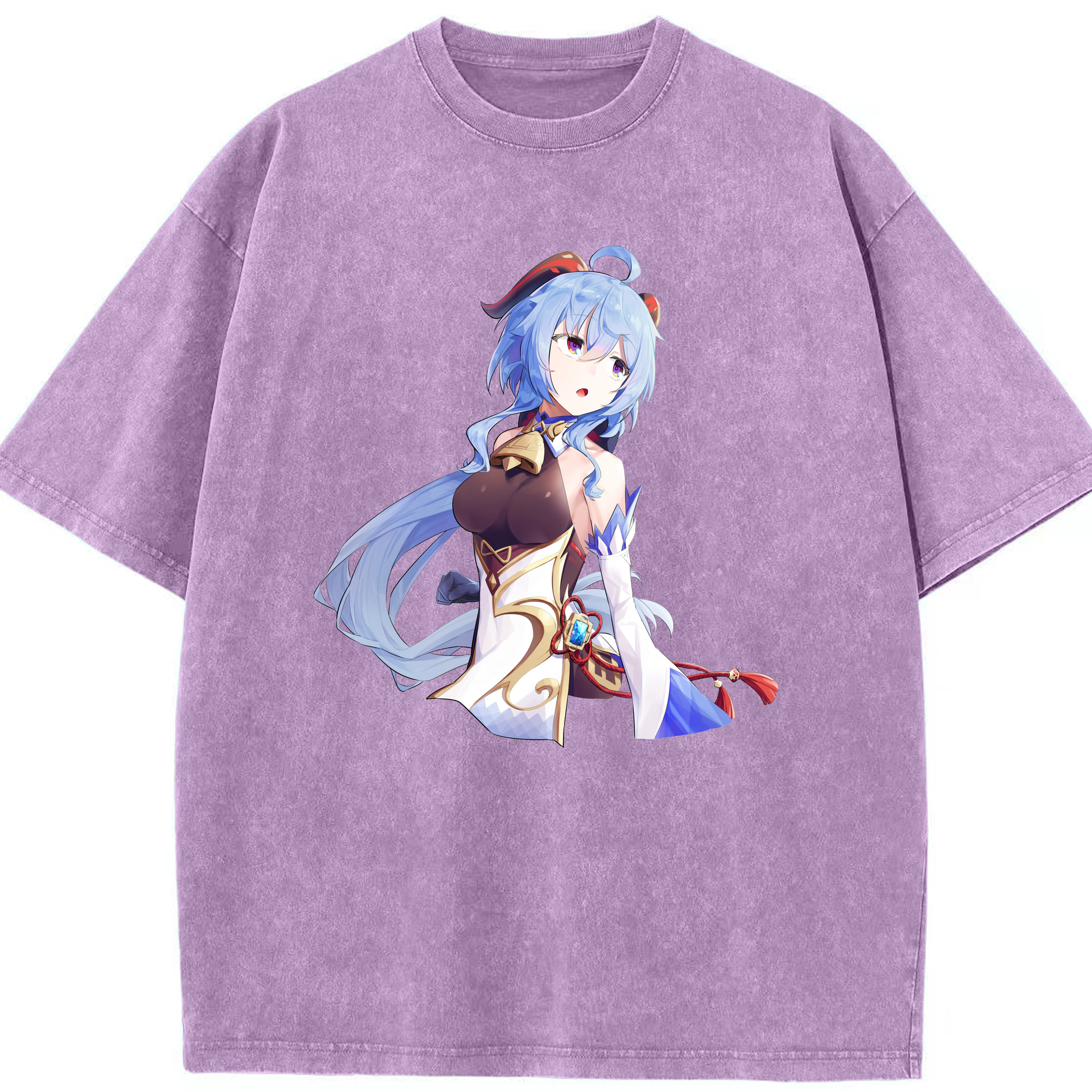 げんし神 甘雨 かんう genshin Ganyu 綿100% ヴィンテージ風 半袖Tシャツ（フロントプリント）