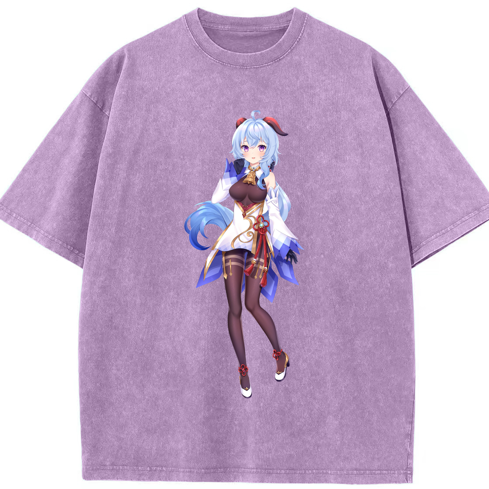 げんし神 甘雨 かんう genshin Ganyu 綿100% ヴィンテージ風 半袖Tシャツ（フロントプリント）