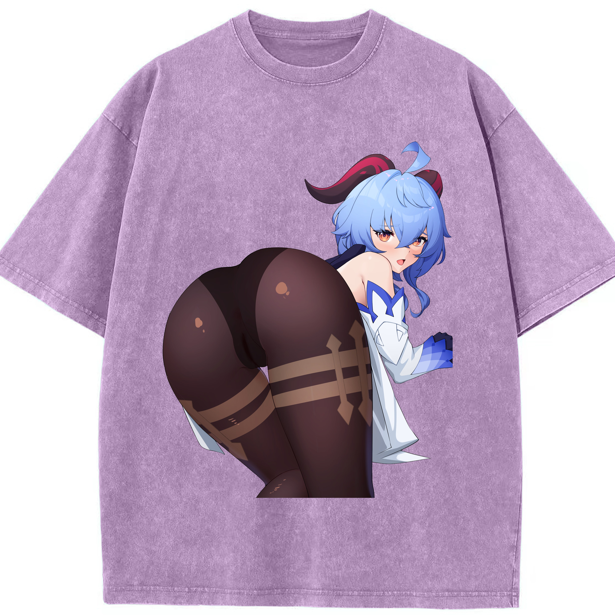 げんし神 甘雨 かんう genshin Ganyu 綿100% ヴィンテージ風 半袖Tシャツ（フロントプリント）
