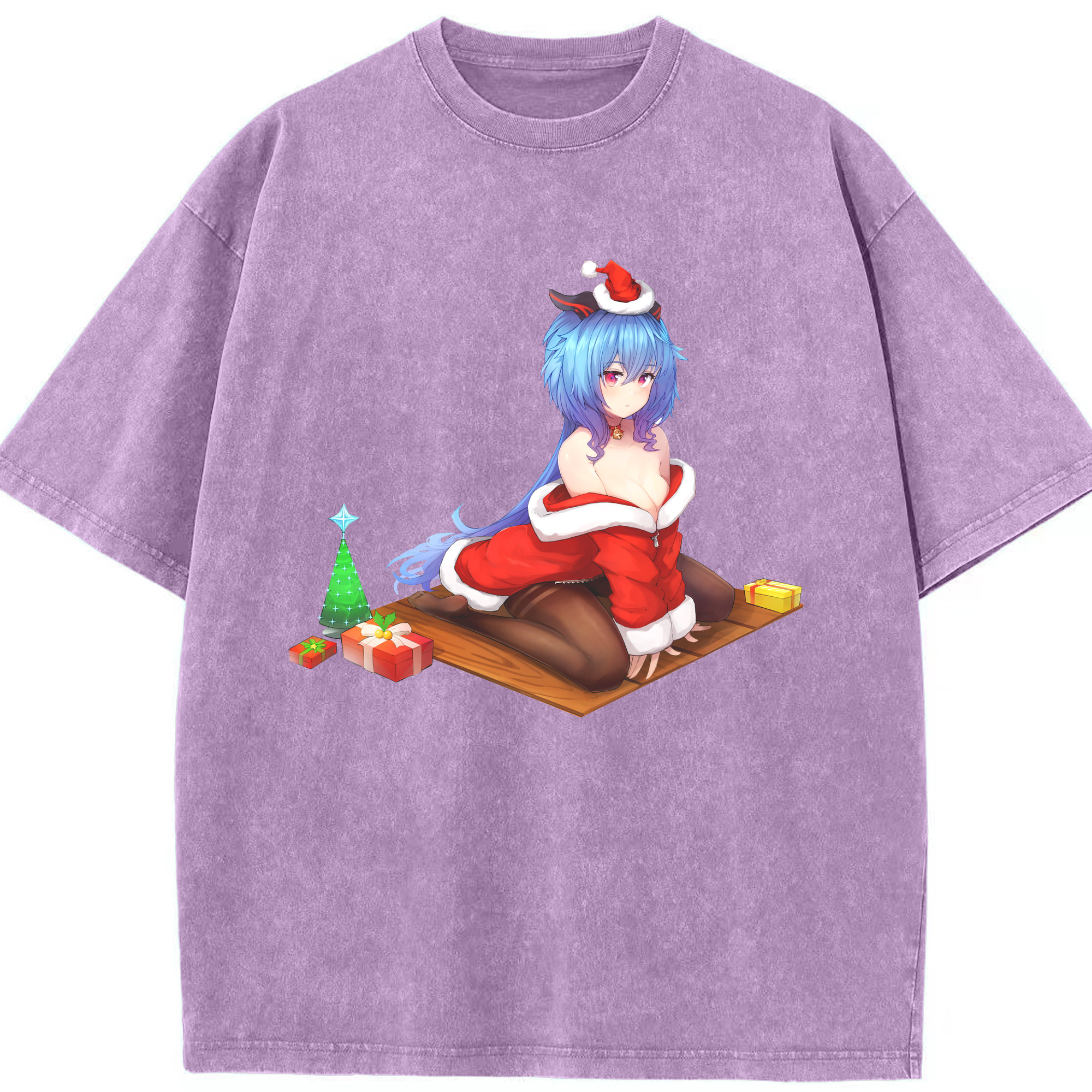 げんし神 甘雨 かんう genshin Ganyu 綿100% ヴィンテージ風 半袖Tシャツ（フロントプリント）