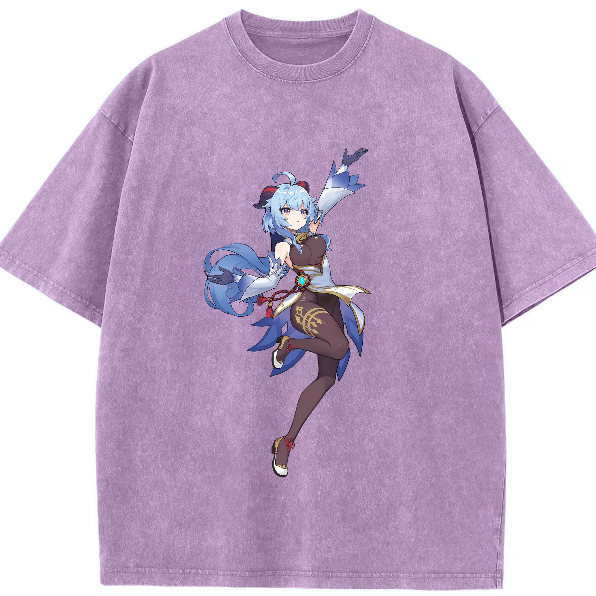 げんし神 甘雨 かんう genshin Ganyu 綿100% ヴィンテージ風 半袖Tシャツ（フロントプリント）