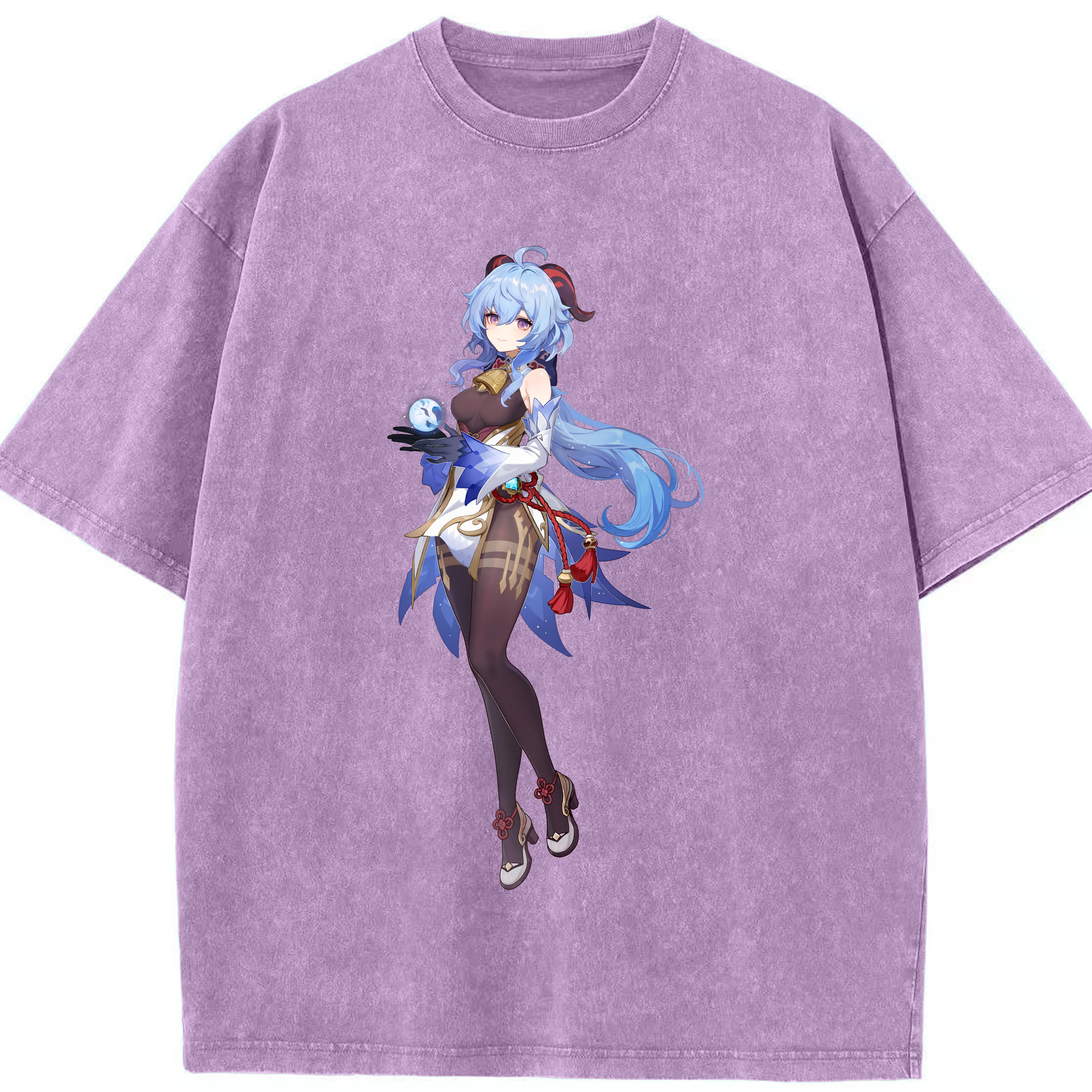 げんし神 甘雨 かんう genshin Ganyu 綿100% ヴィンテージ風 半袖Tシャツ（フロントプリント）