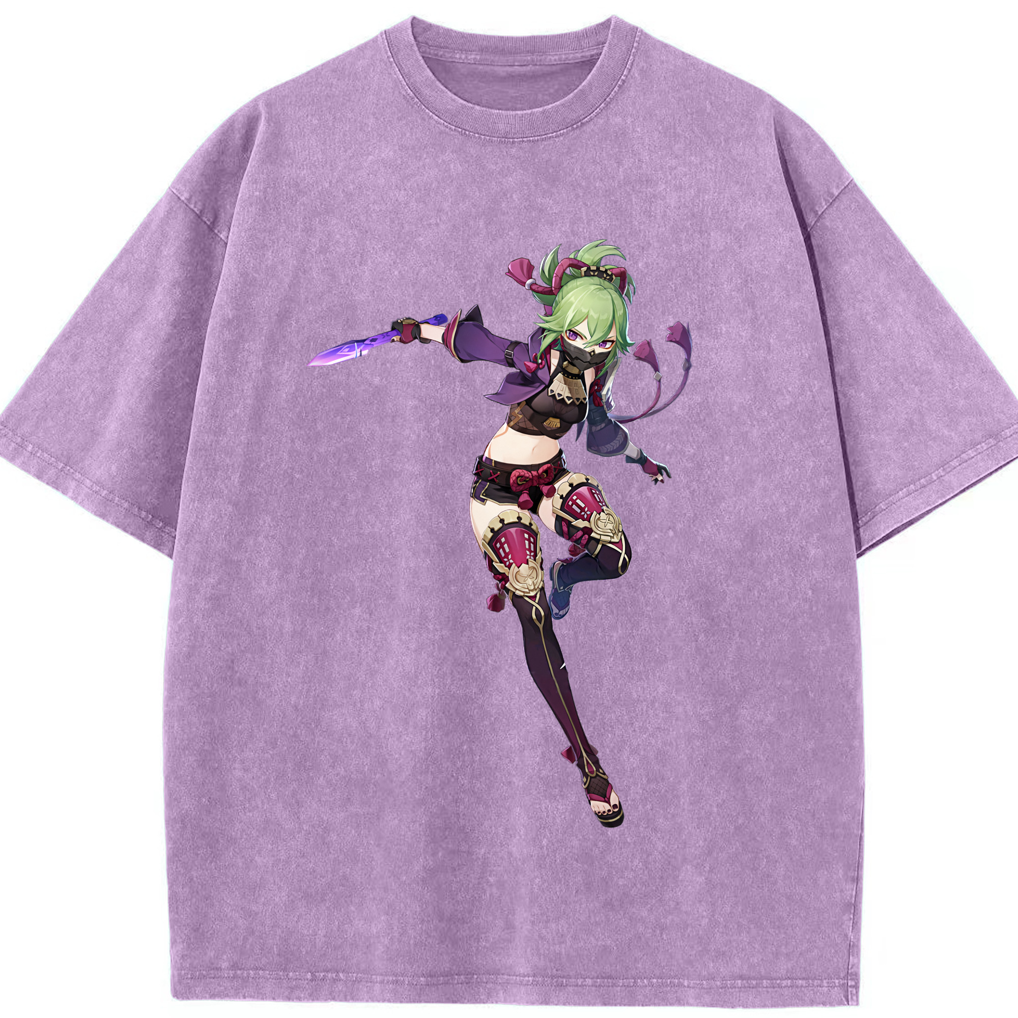 げんし神  久岐忍 くき しのぶ genshin Kuki Shinobu 綿100% ヴィンテージ風 半袖Tシャツ（フロントプリント）