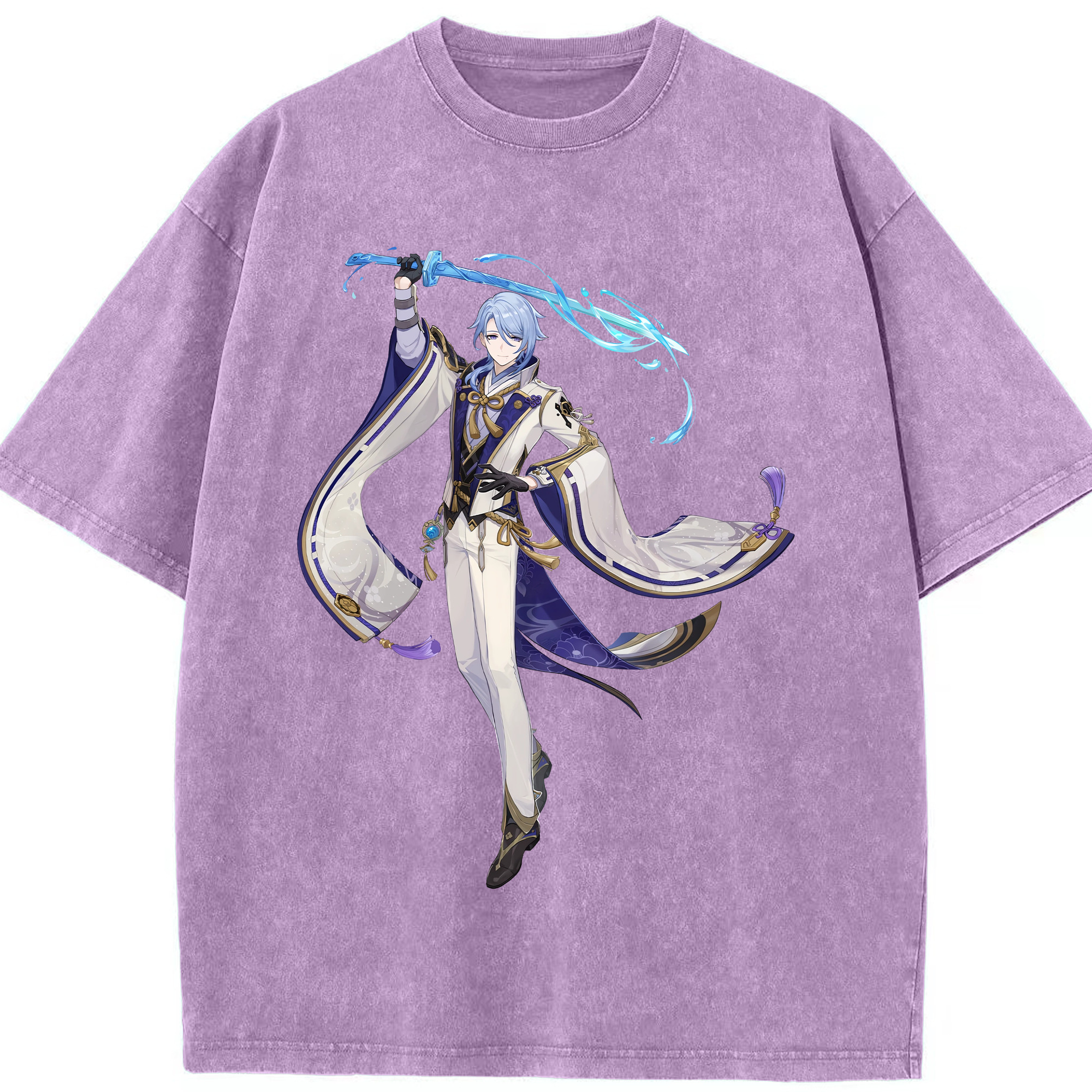 げんし神 神里綾人 かみさとあやと genshin Kamisato Ayato 綿100% ヴィンテージ風 半袖Tシャツ（フロントプリント）