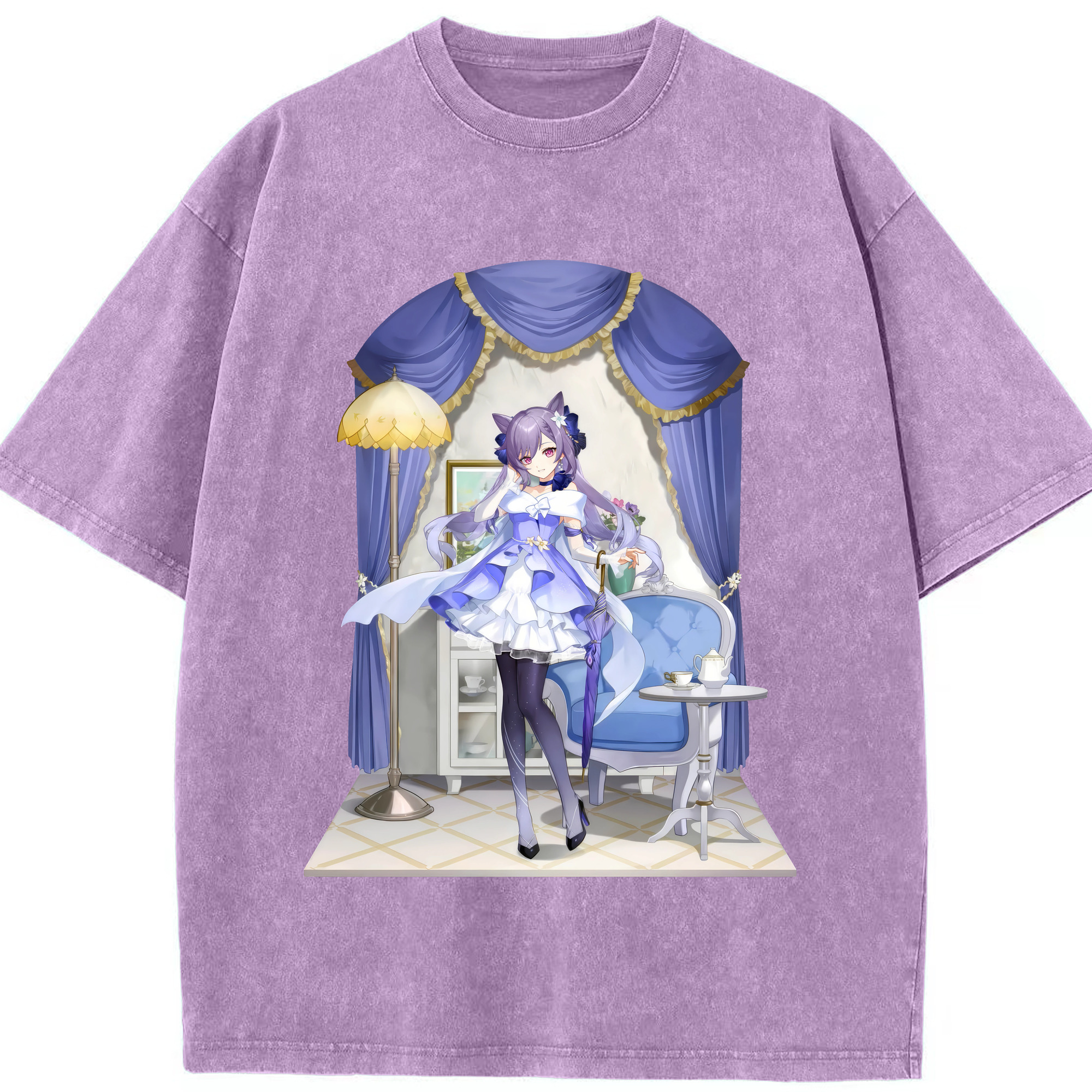 げんし神 刻晴 こくせい genshin Kokusei 綿100% ヴィンテージ風 半袖Tシャツ（フロントプリント）