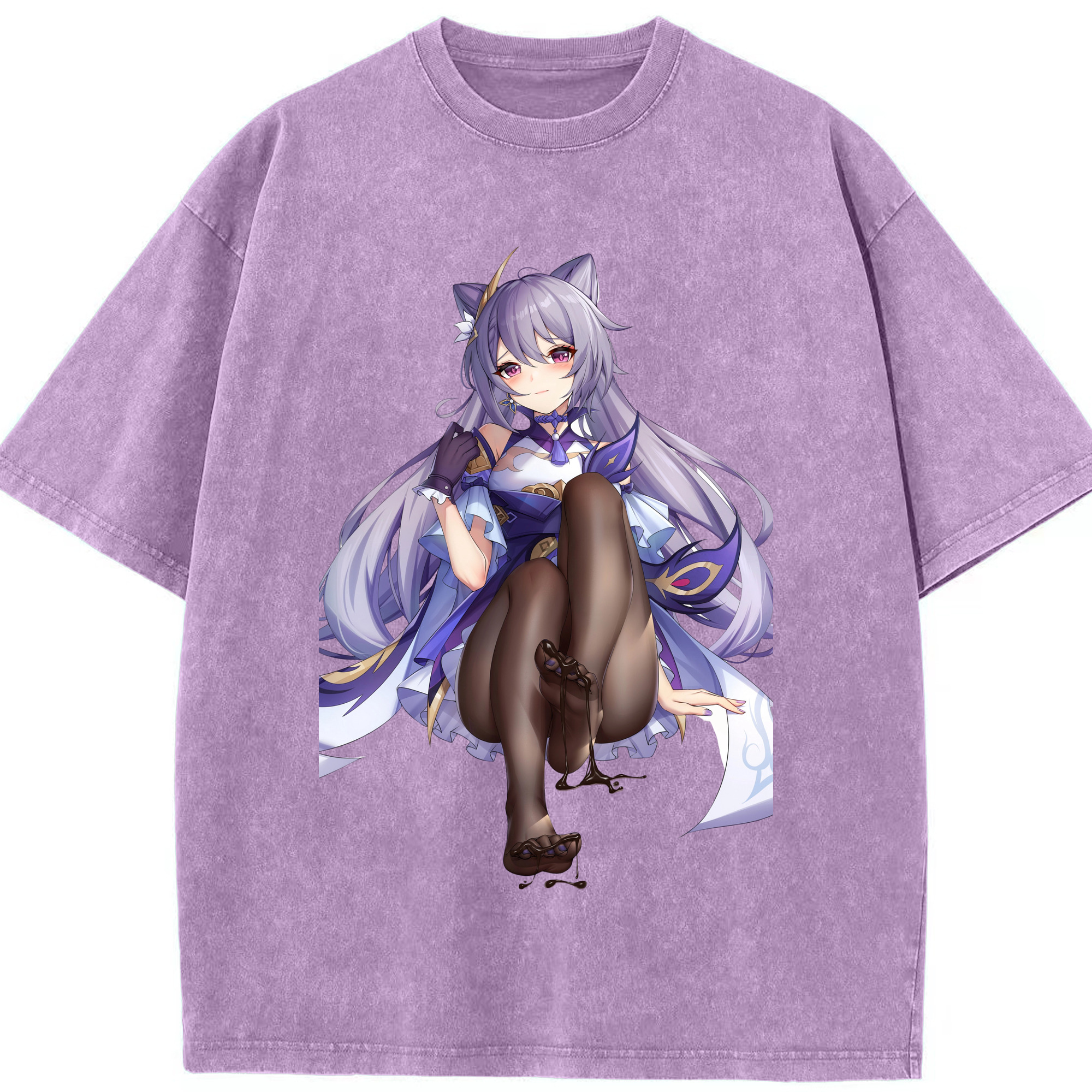 げんし神 刻晴 こくせい genshin Kokusei 綿100% ヴィンテージ風 半袖Tシャツ（フロントプリント）