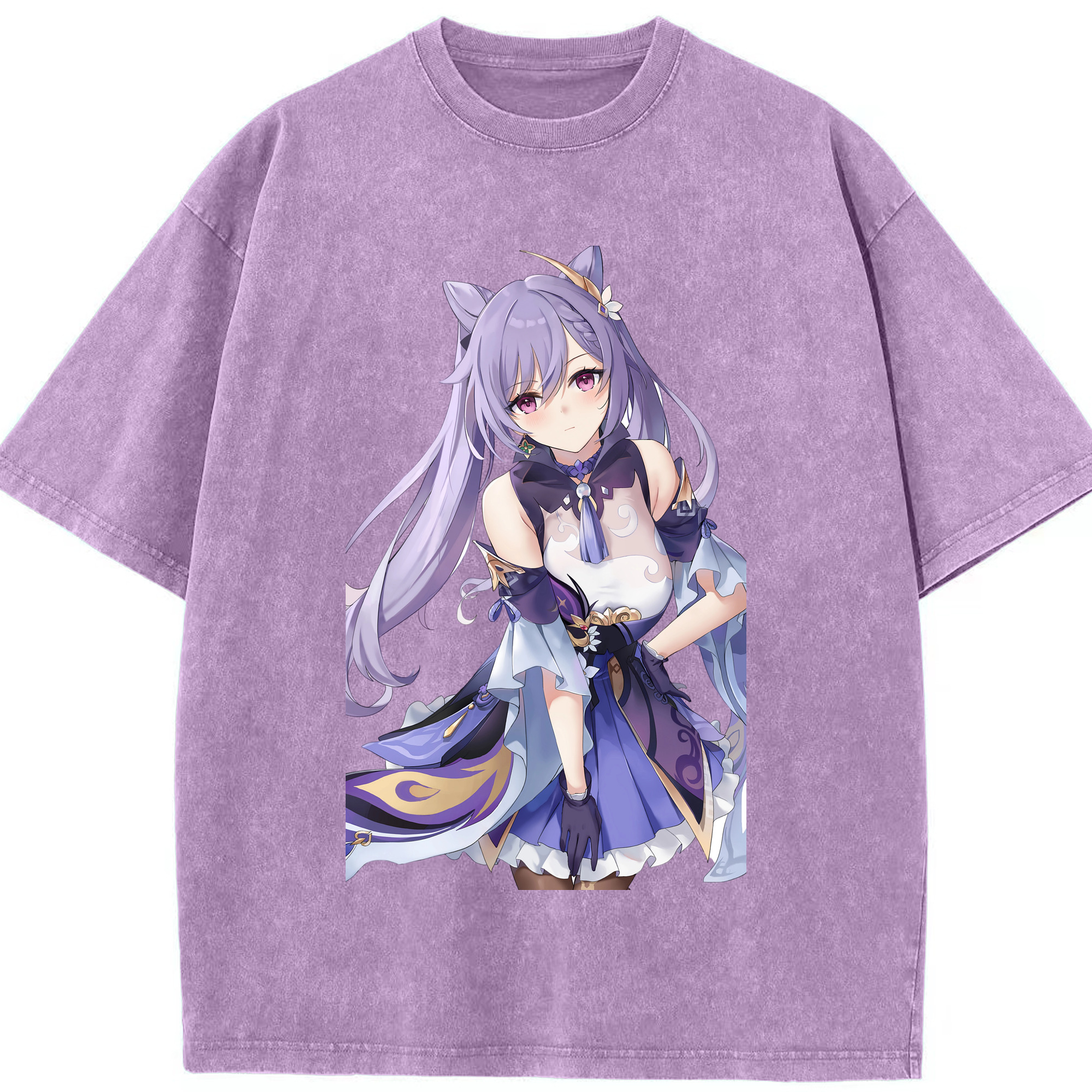 げんし神 刻晴 こくせい genshin Kokusei 綿100% ヴィンテージ風 半袖Tシャツ（フロントプリント）