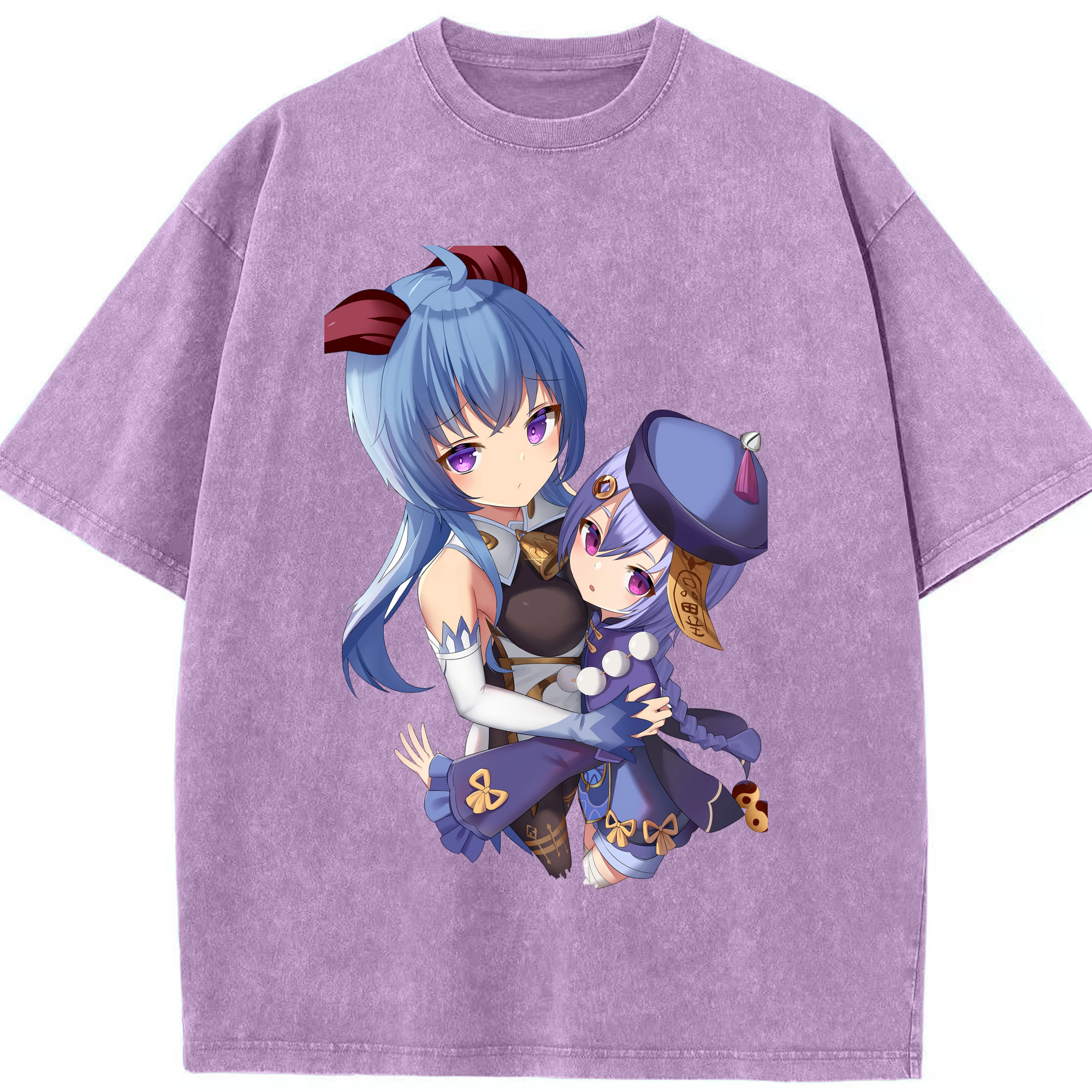 げんし神 甘雨 かんう genshin Ganyu 綿100% ヴィンテージ風 半袖Tシャツ（フロントプリント）