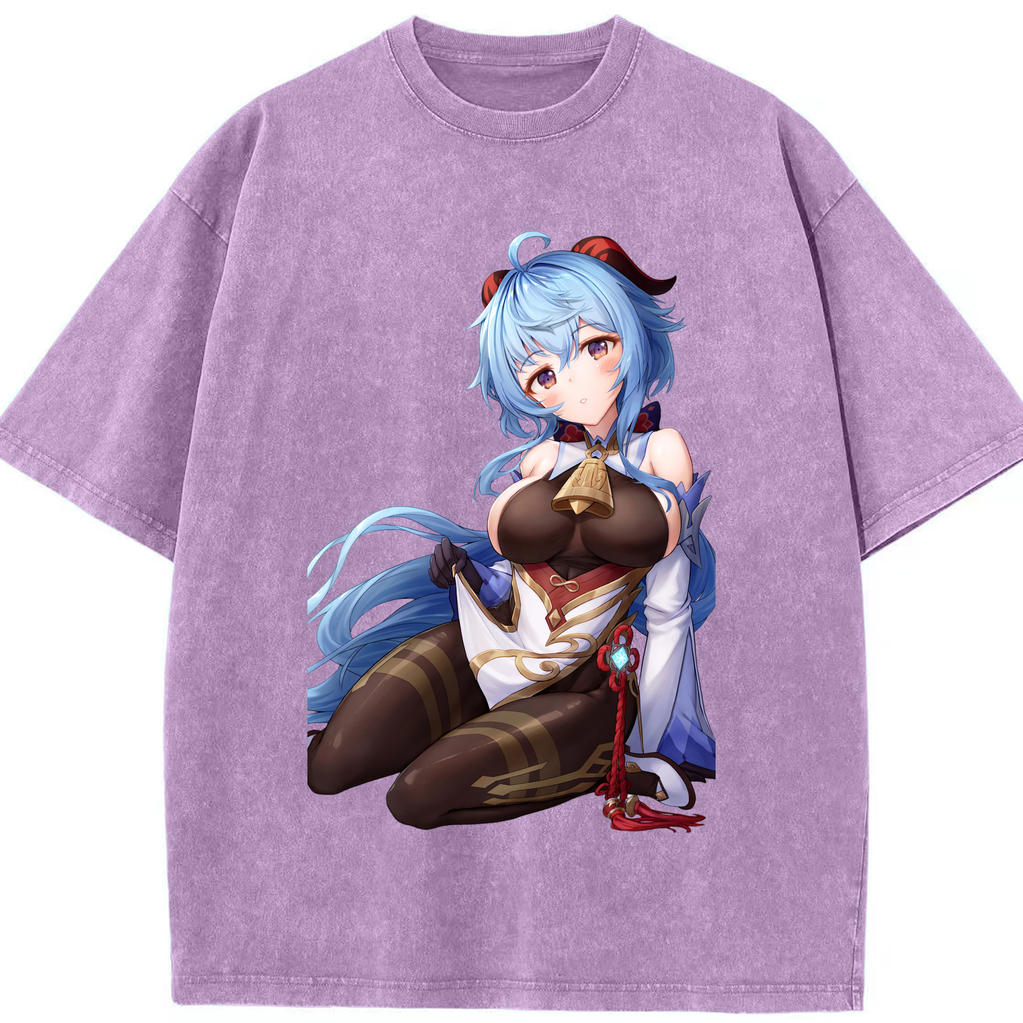 げんし神 甘雨 かんう genshin Ganyu 綿100% ヴィンテージ風 半袖Tシャツ（フロントプリント）