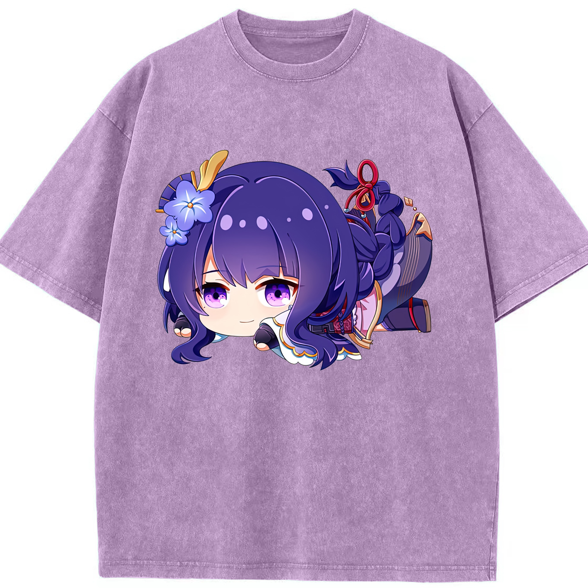 げんし神 雷電将軍 らいでんしょうぐん genshin Raiden Shogun 綿100% ヴィンテージ風 半袖Tシャツ（フロントプリント）