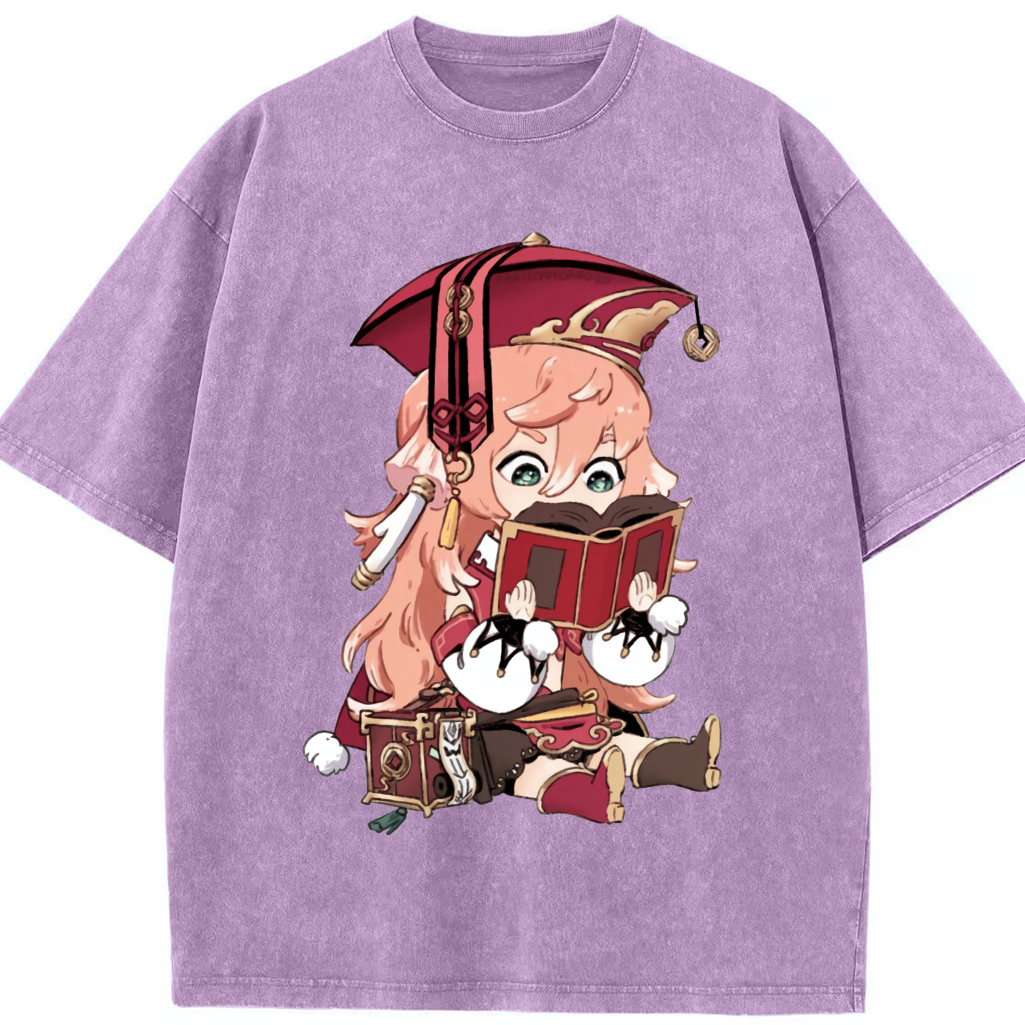 げんし神 ヤンフェイ genshin Yanfei 綿100% ヴィンテージ風 半袖Tシャツ（フロントプリント）