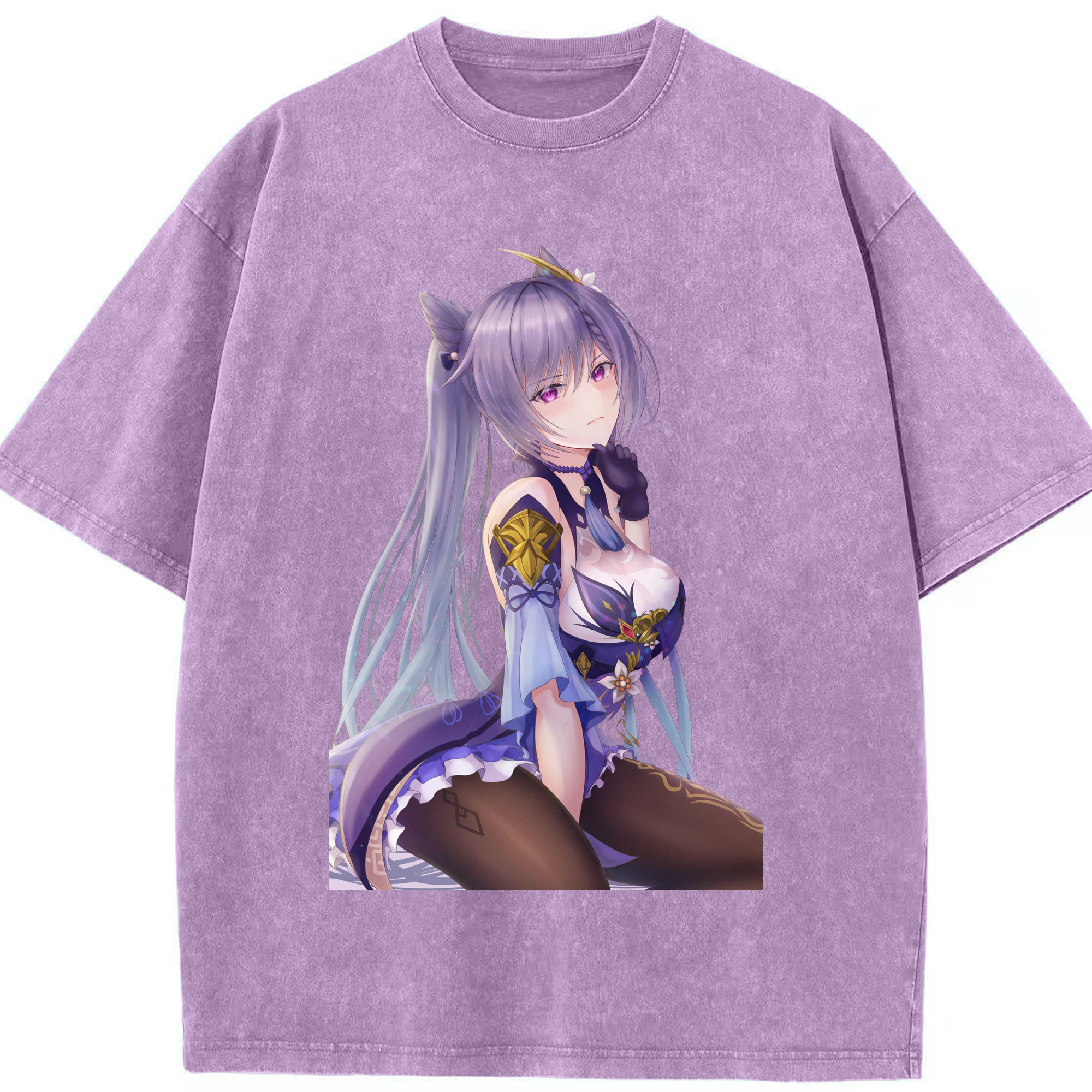 げんし神 刻晴 こくせい genshin Kokusei 綿100% ヴィンテージ風 半袖Tシャツ（フロントプリント）
