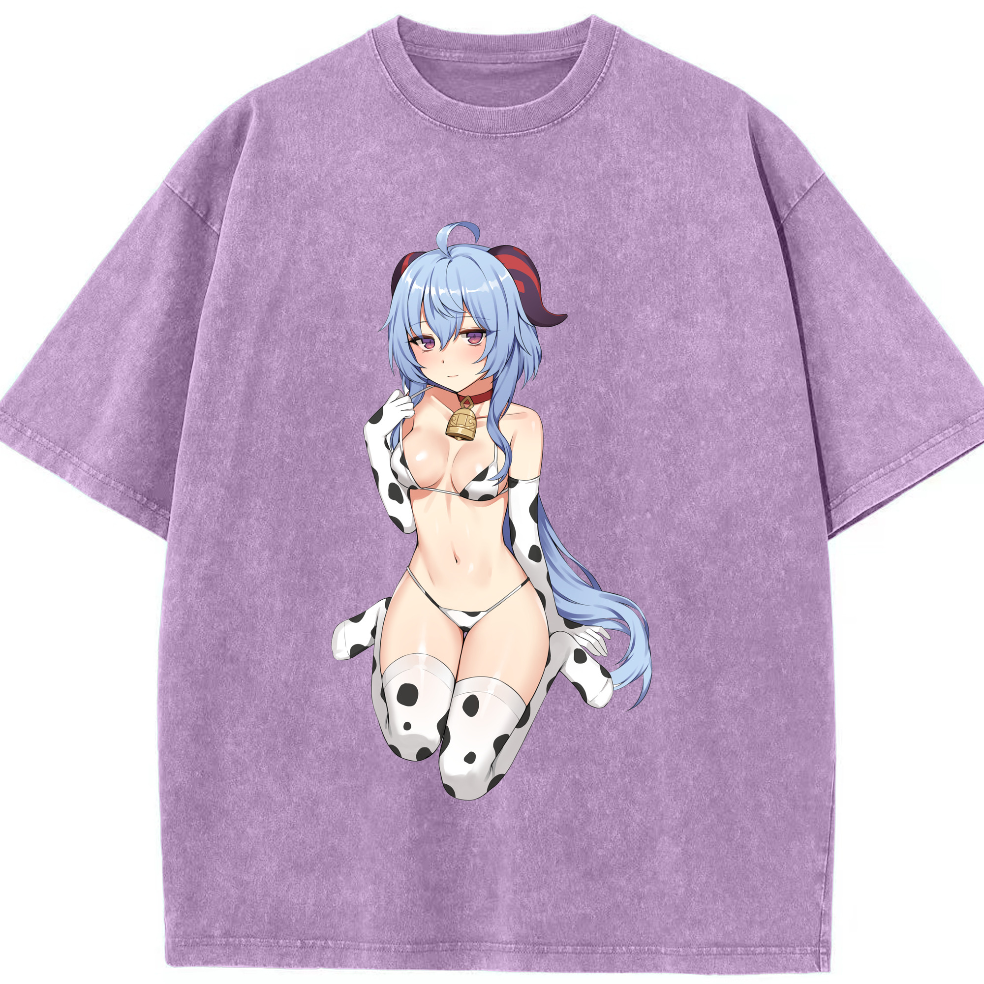 げんし神 甘雨 かんう genshin Ganyu 綿100% ヴィンテージ風 半袖Tシャツ（フロントプリント）