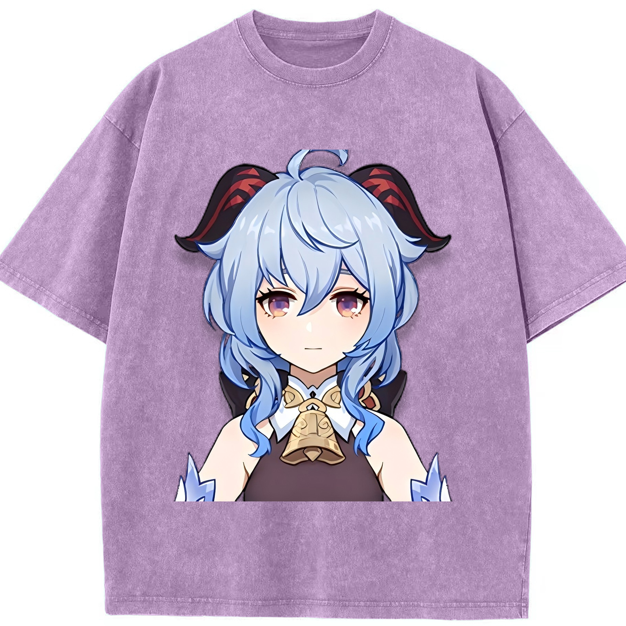 げんし神 甘雨 かんう genshin Ganyu 綿100% ヴィンテージ風 半袖Tシャツ（フロントプリント）