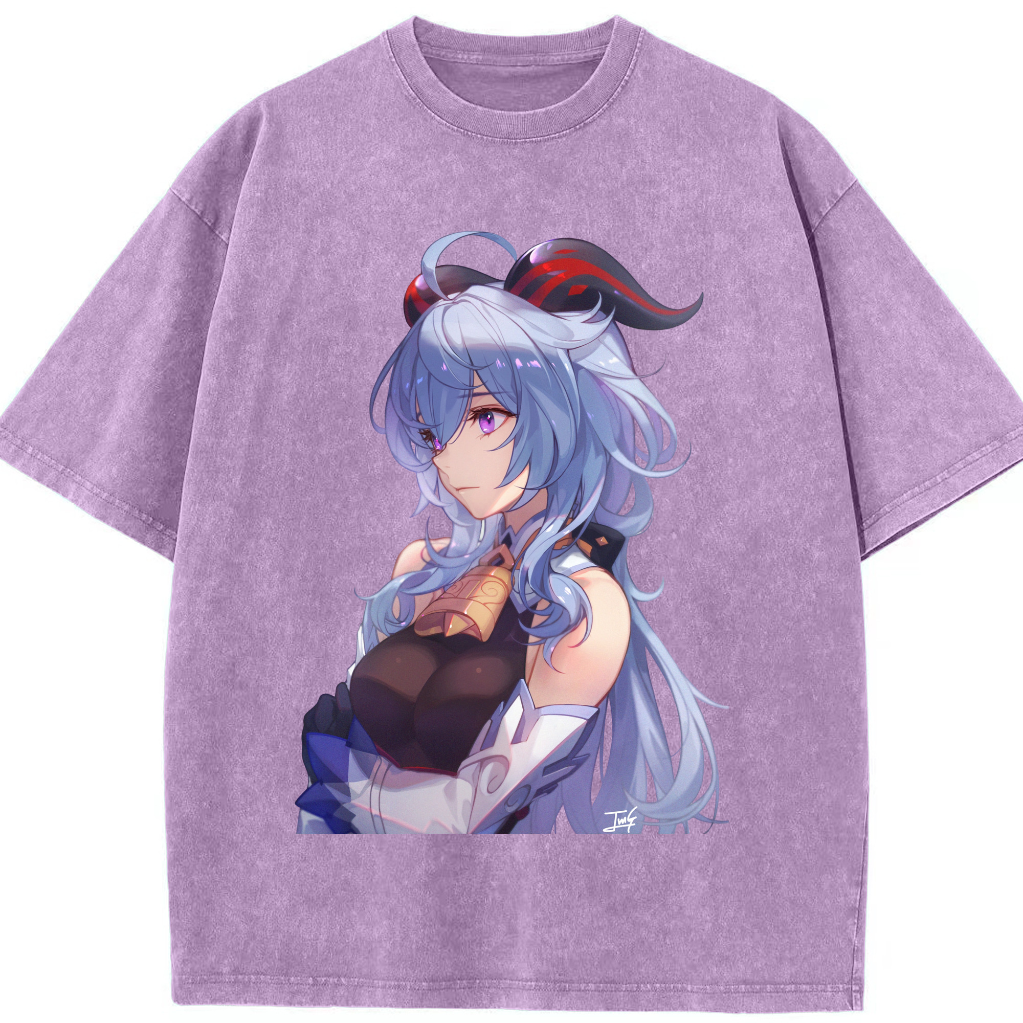 げんし神 甘雨 かんう genshin Ganyu 綿100% ヴィンテージ風 半袖Tシャツ（フロントプリント）