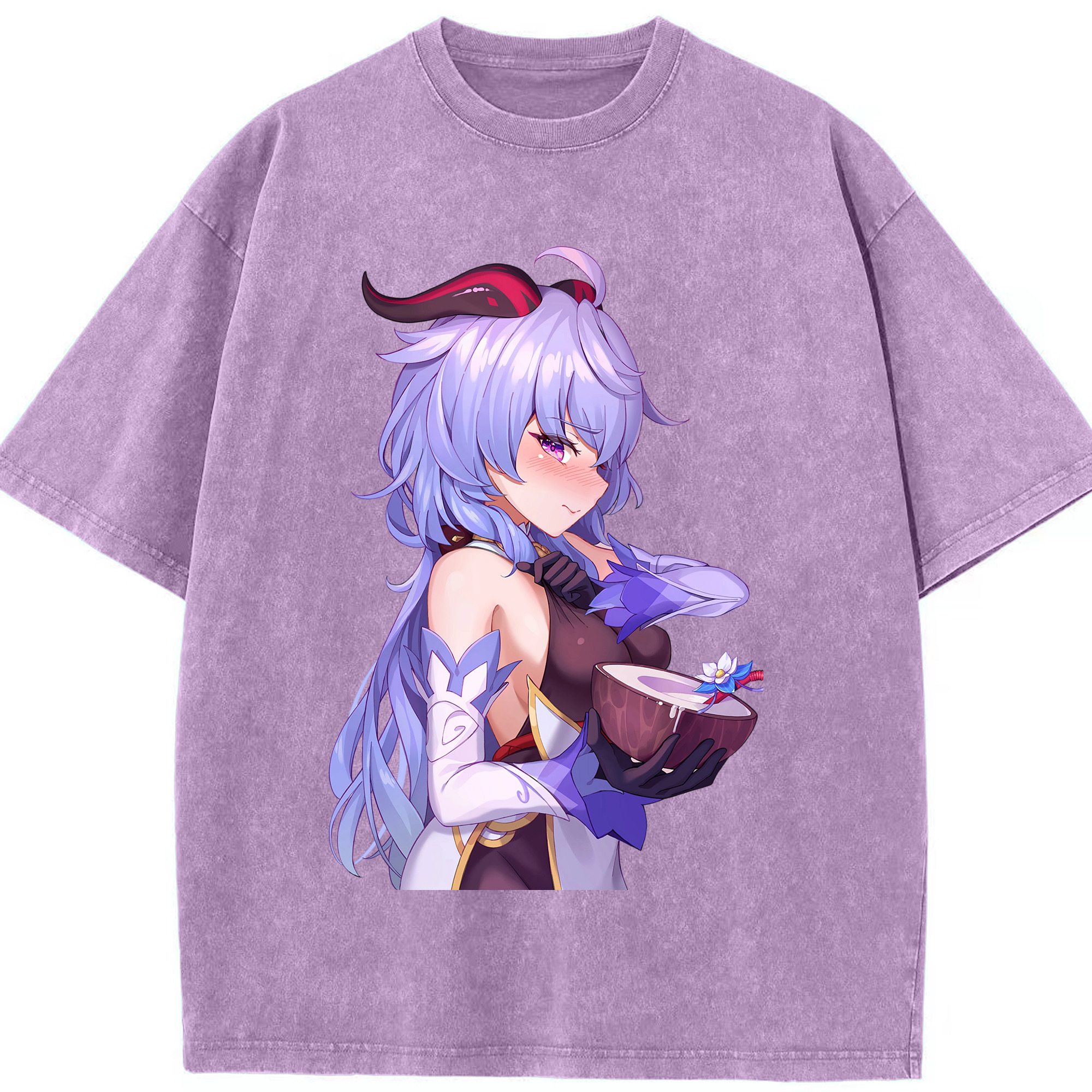 げんし神 甘雨 かんう genshin Ganyu 綿100% ヴィンテージ風 半袖Tシャツ（フロントプリント）