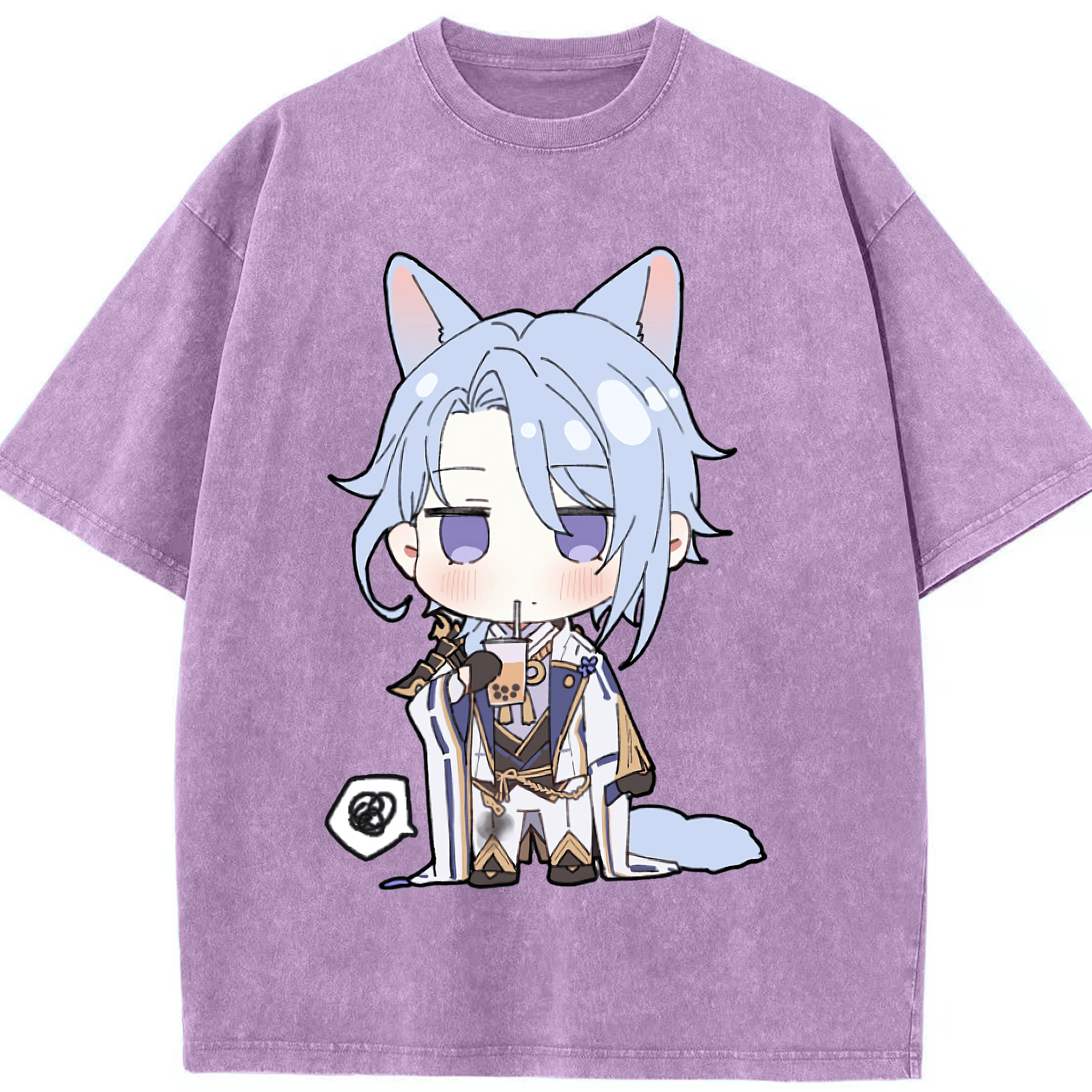 げんし神 神里綾人 かみさとあやと genshin Kamisato Ayato 綿100% ヴィンテージ風 半袖Tシャツ（フロントプリント）