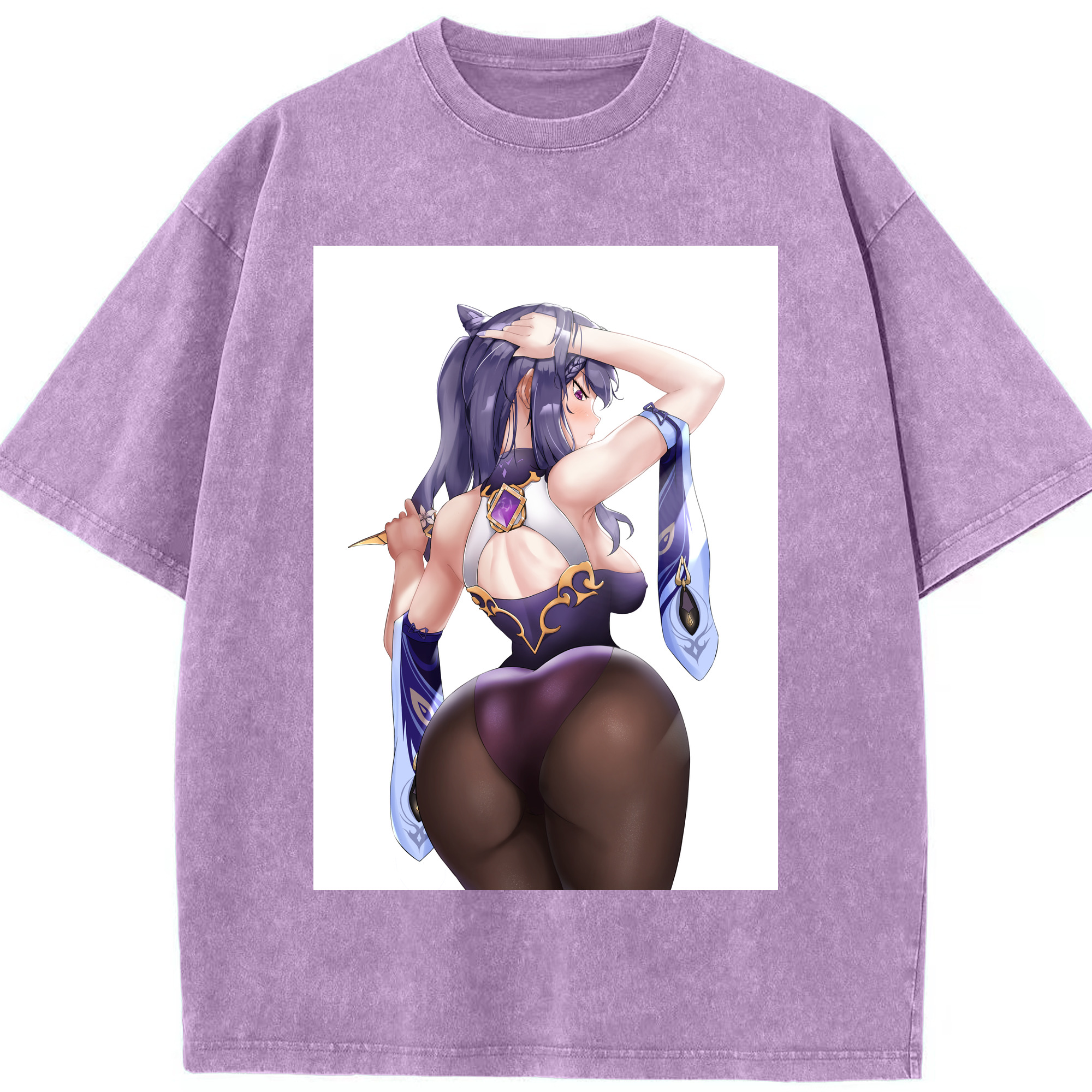 げんし神 刻晴 こくせい genshin Kokusei 綿100% ヴィンテージ風 半袖Tシャツ（フロントプリント）