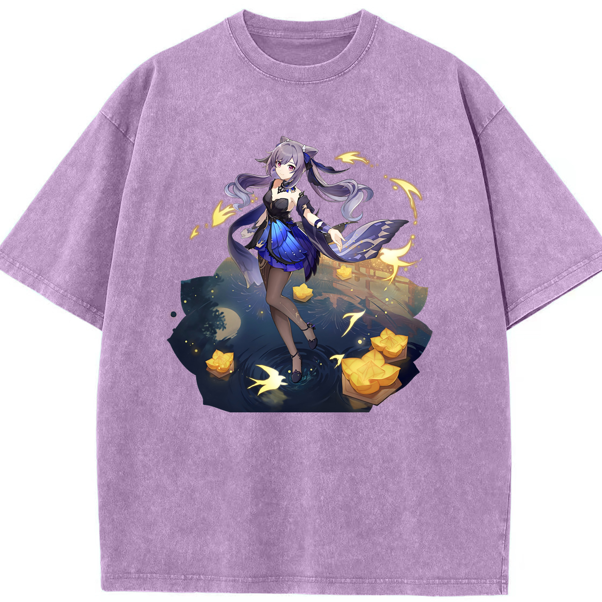 げんし神 刻晴 こくせい genshin Kokusei 綿100% ヴィンテージ風 半袖Tシャツ（フロントプリント）