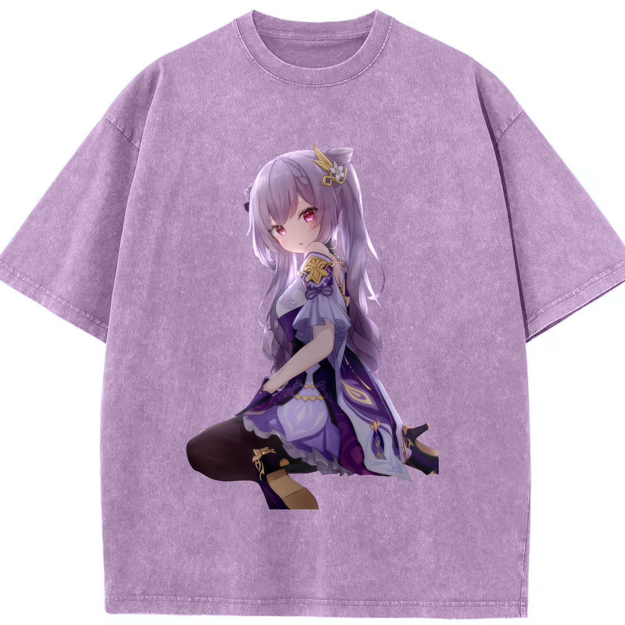 げんし神 刻晴 こくせい genshin Kokusei 綿100% ヴィンテージ風 半袖Tシャツ（フロントプリント）