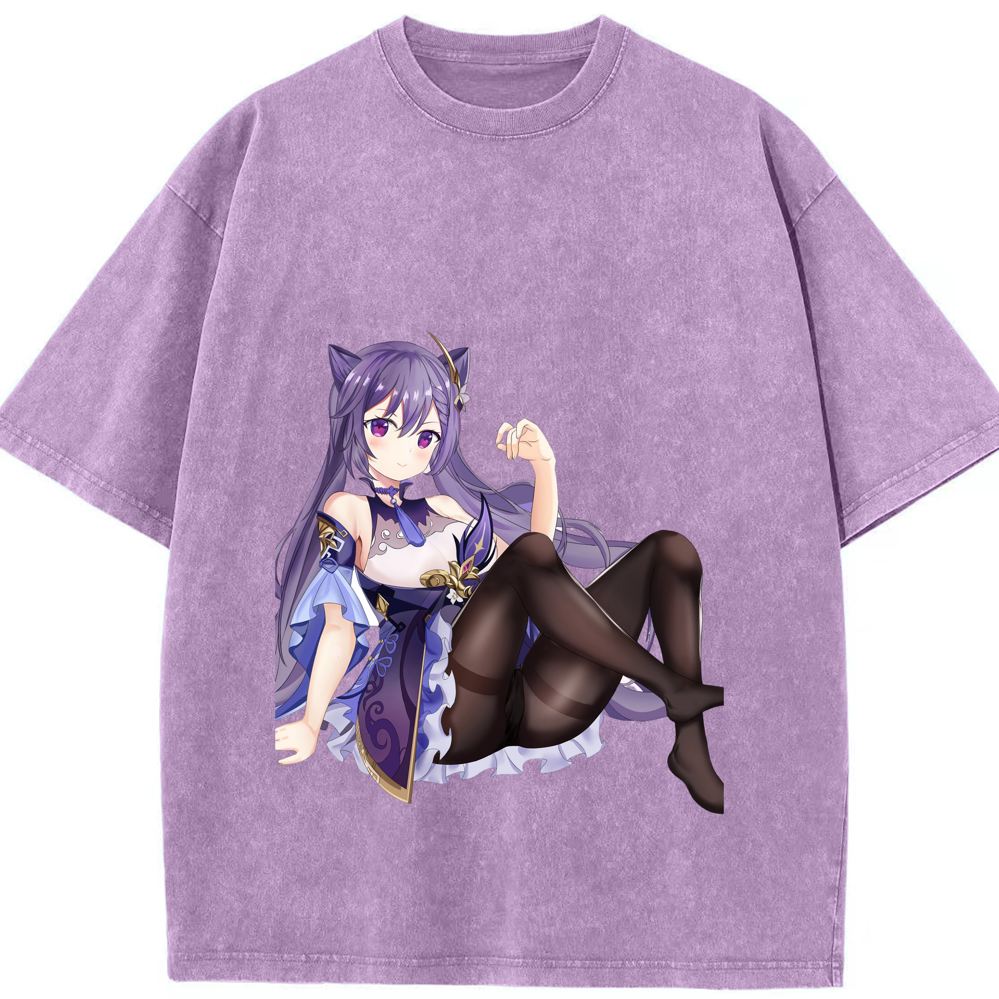 げんし神 刻晴 こくせい genshin Kokusei 綿100% ヴィンテージ風 半袖Tシャツ（フロントプリント）