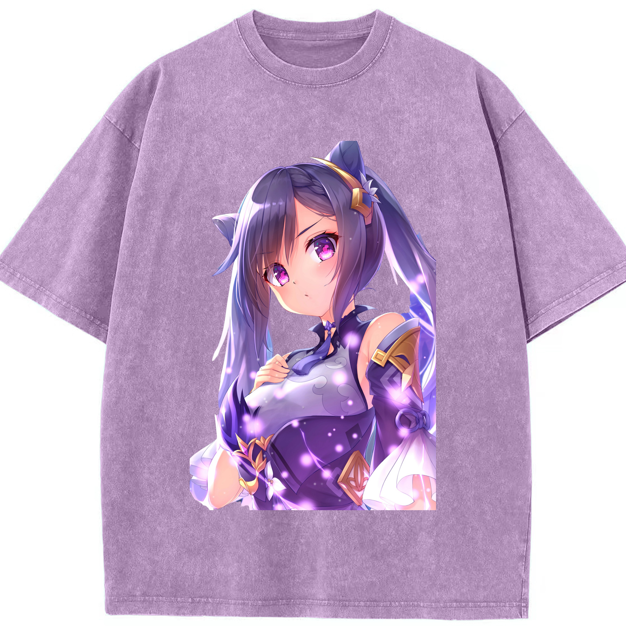 げんし神 刻晴 こくせい genshin Kokusei 綿100% ヴィンテージ風 半袖Tシャツ（フロントプリント）