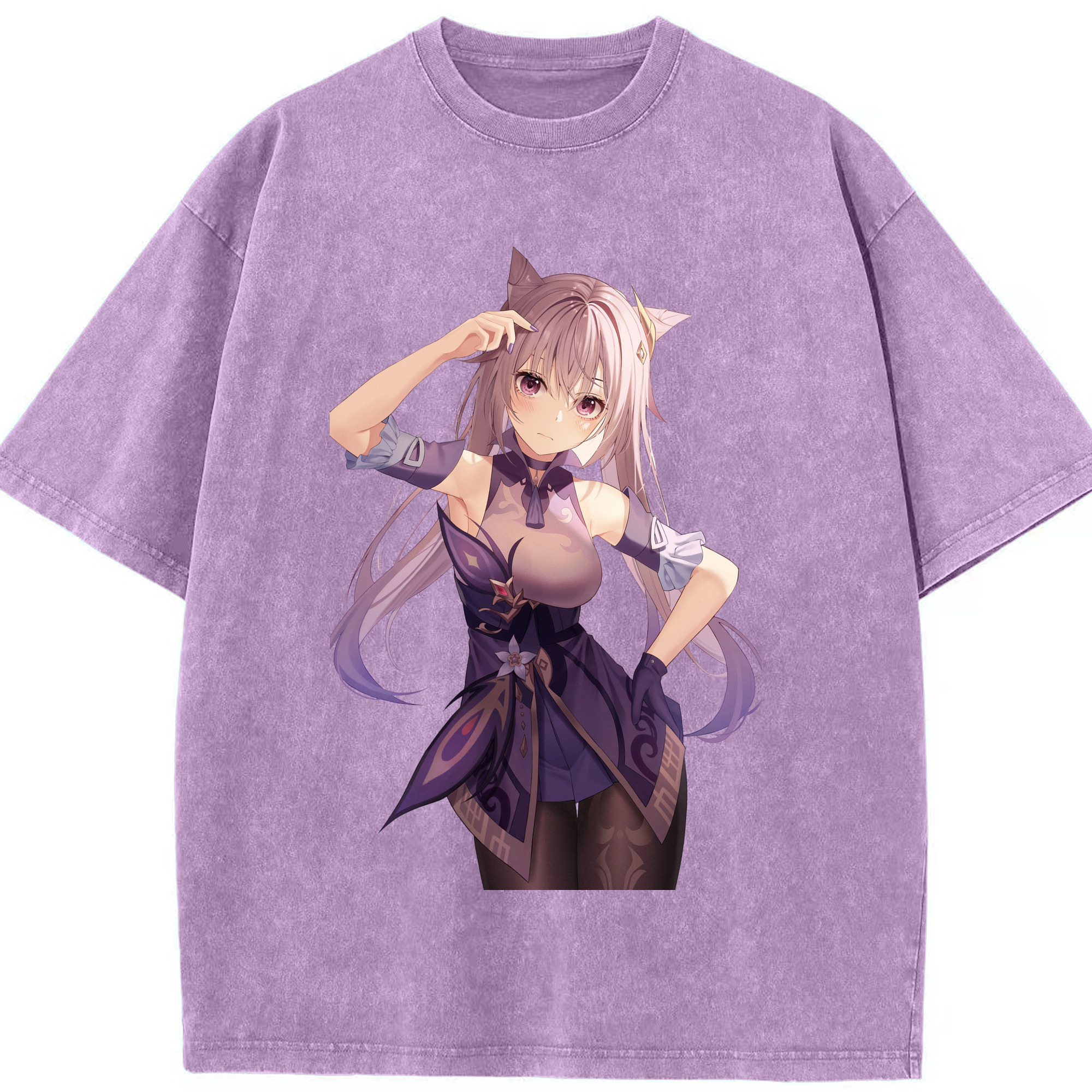げんし神 刻晴 こくせい genshin Kokusei 綿100% ヴィンテージ風 半袖Tシャツ（フロントプリント）
