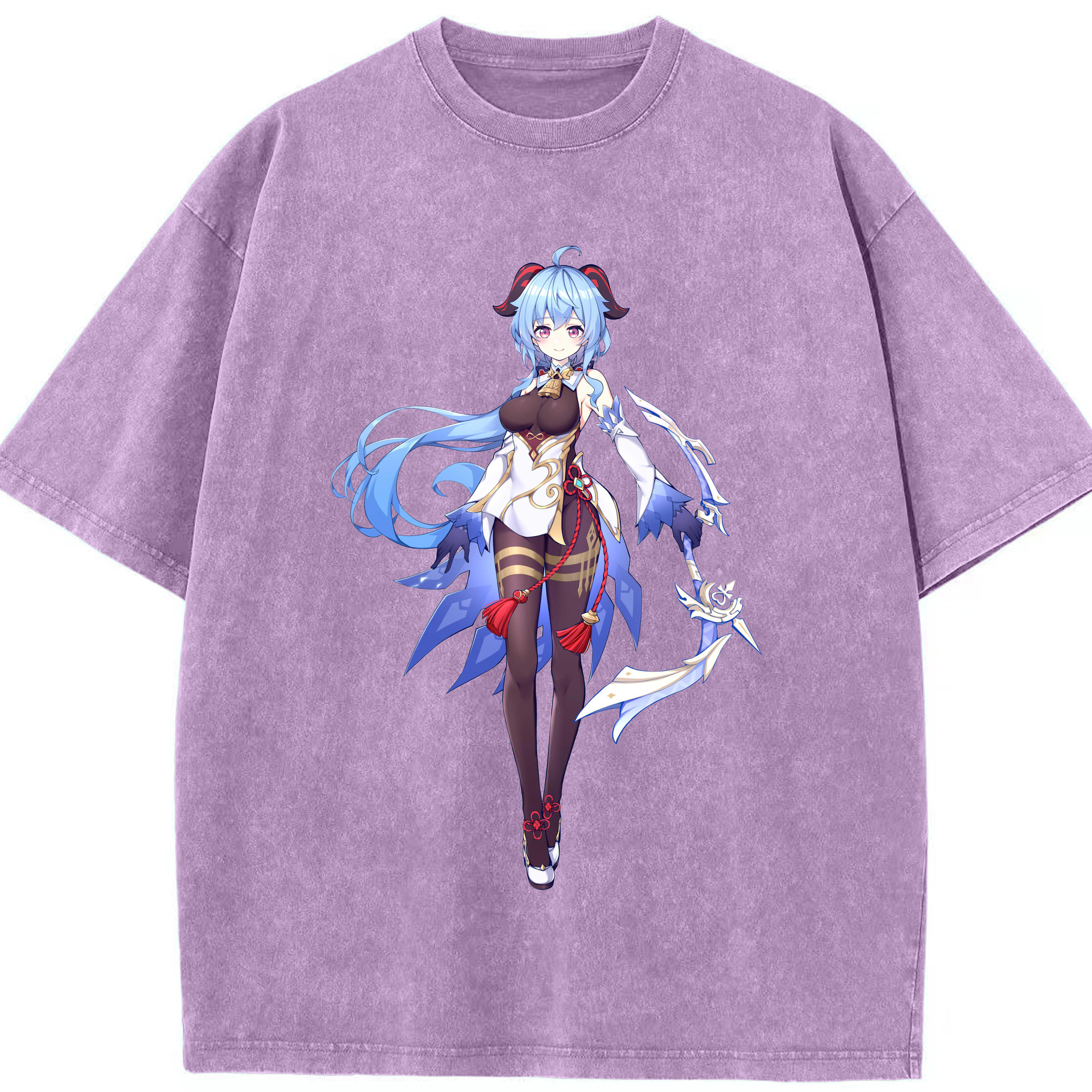 げんし神 甘雨 かんう genshin Ganyu 綿100% ヴィンテージ風 半袖Tシャツ（フロントプリント）