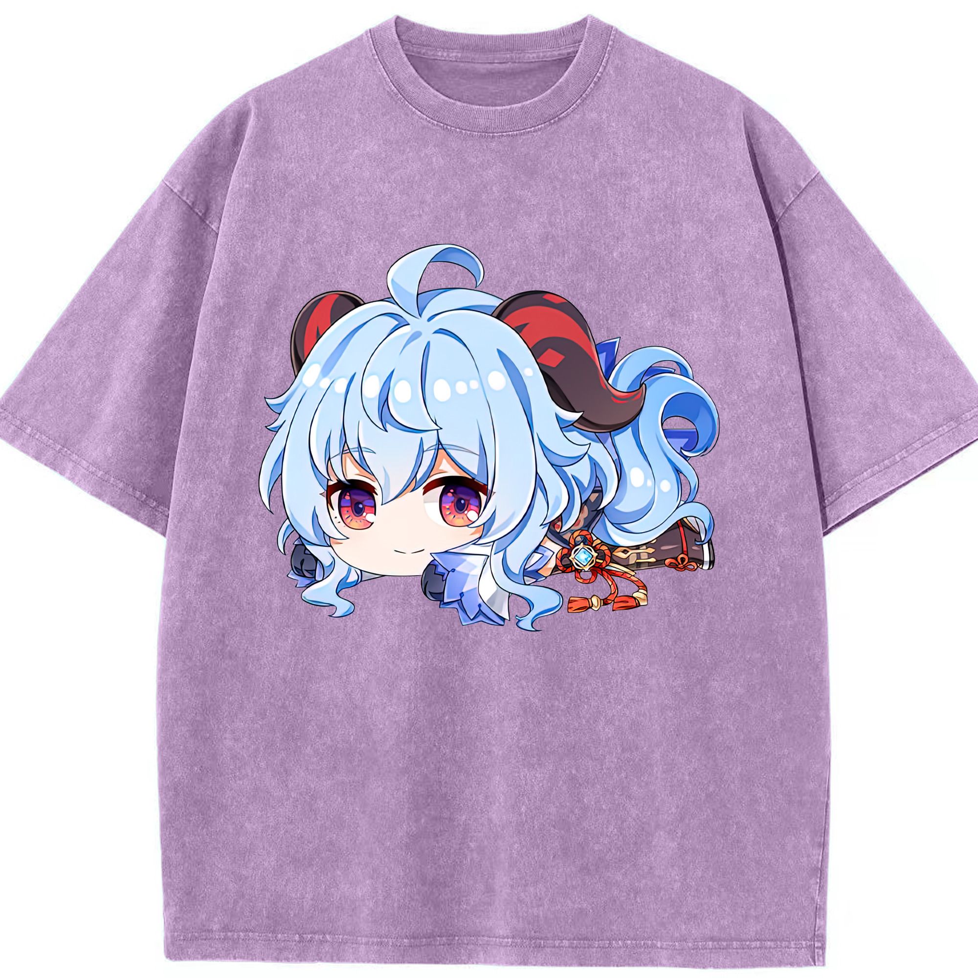 げんし神 甘雨 かんう genshin Ganyu 綿100% ヴィンテージ風 半袖Tシャツ（フロントプリント）