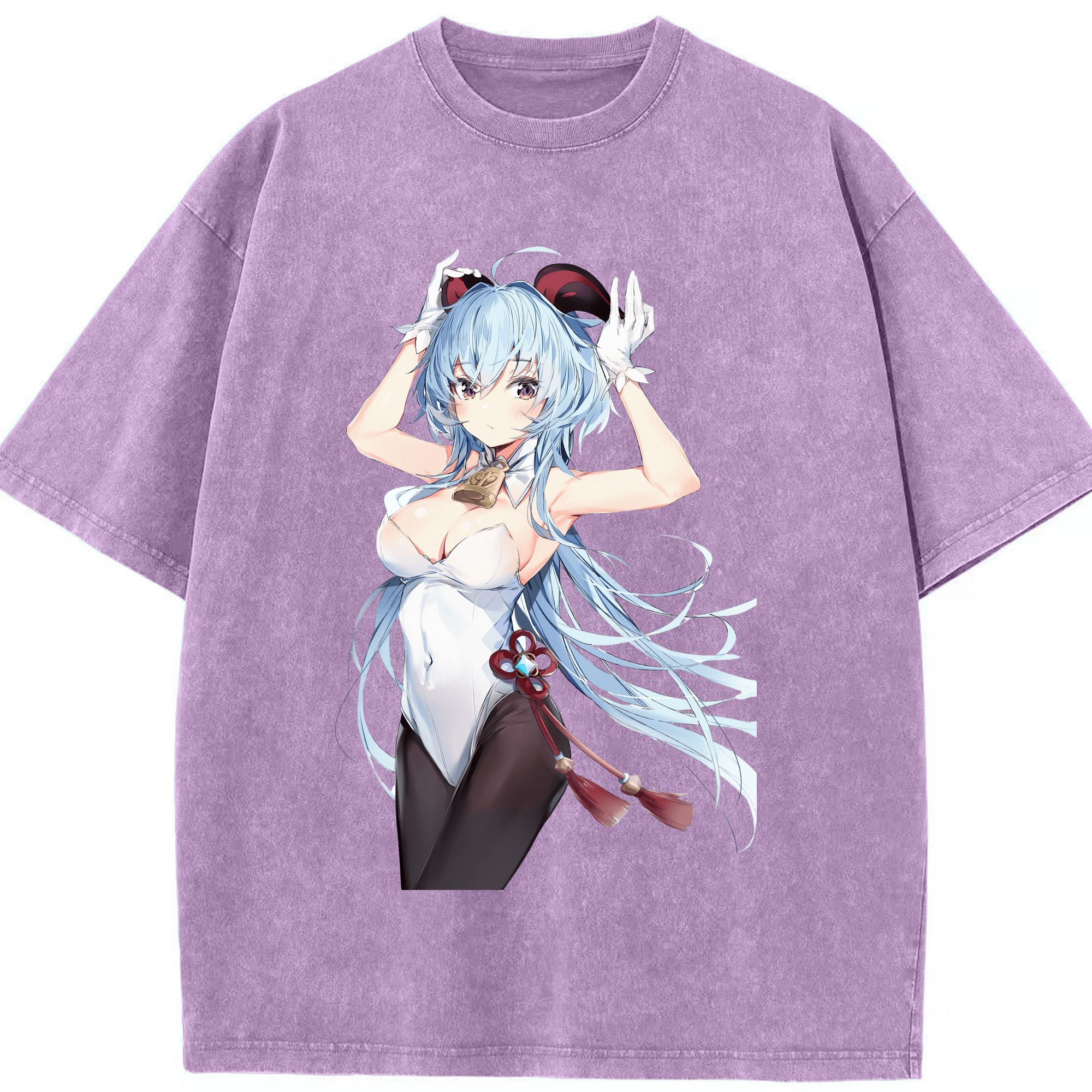 げんし神 甘雨 かんう genshin Ganyu 綿100% ヴィンテージ風 半袖Tシャツ（フロントプリント）