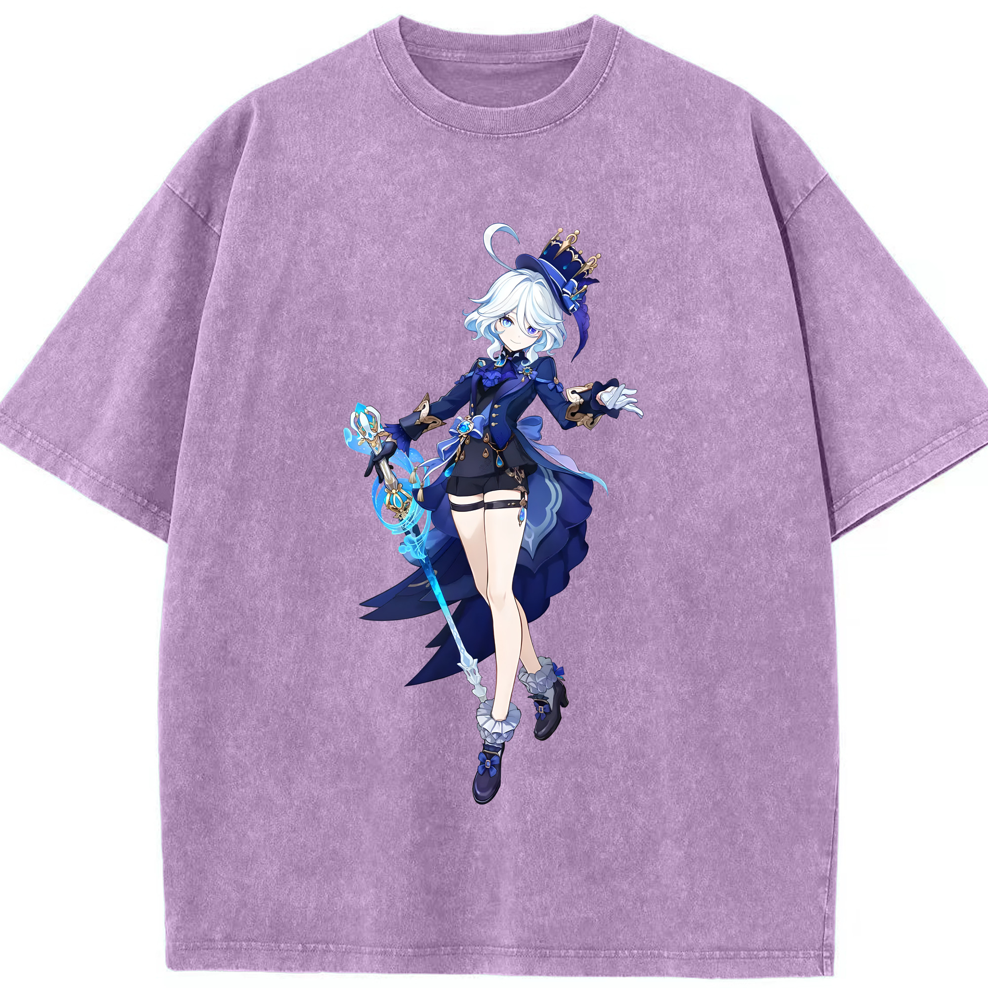げんし神 フリーナ genshin Furina 綿100% ヴィンテージ風 半袖Tシャツ（フロントプリント）