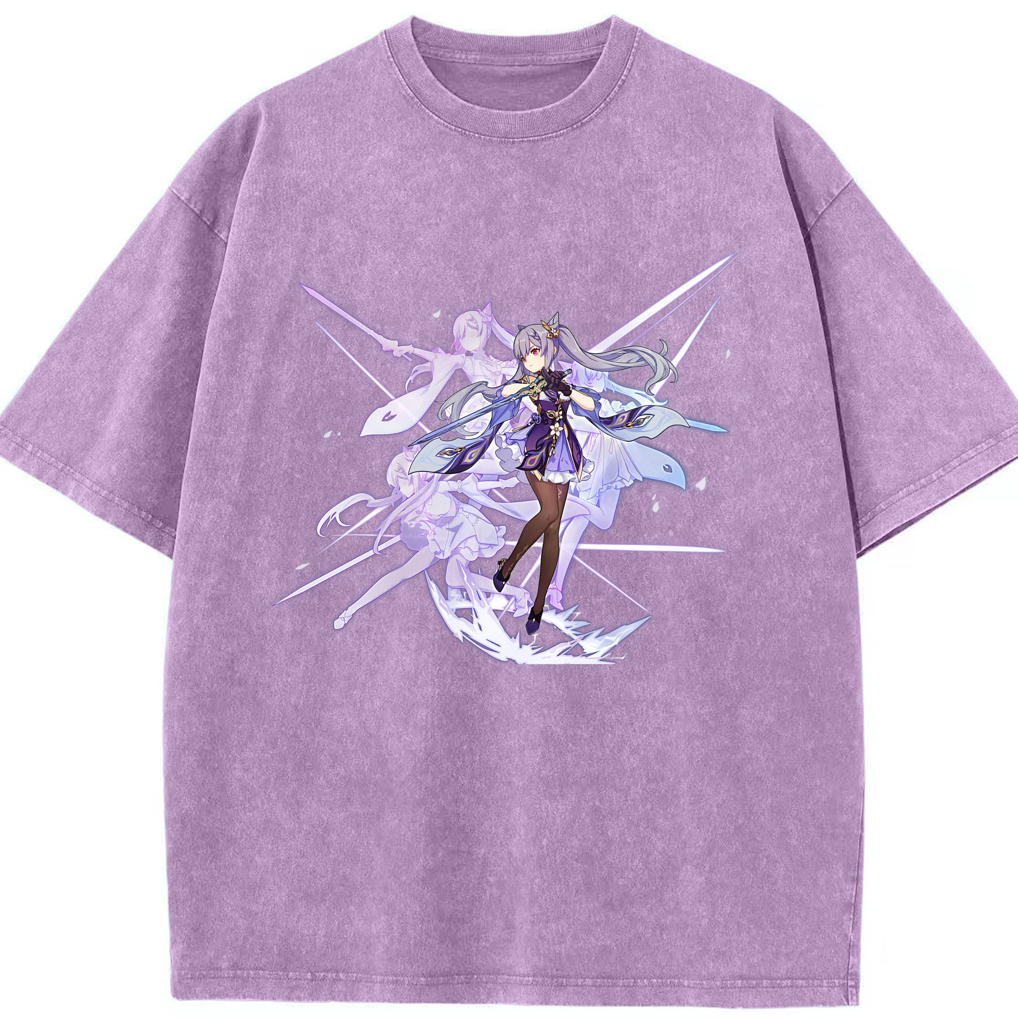 げんし神 刻晴 こくせい genshin Kokusei 綿100% ヴィンテージ風 半袖Tシャツ（フロントプリント）