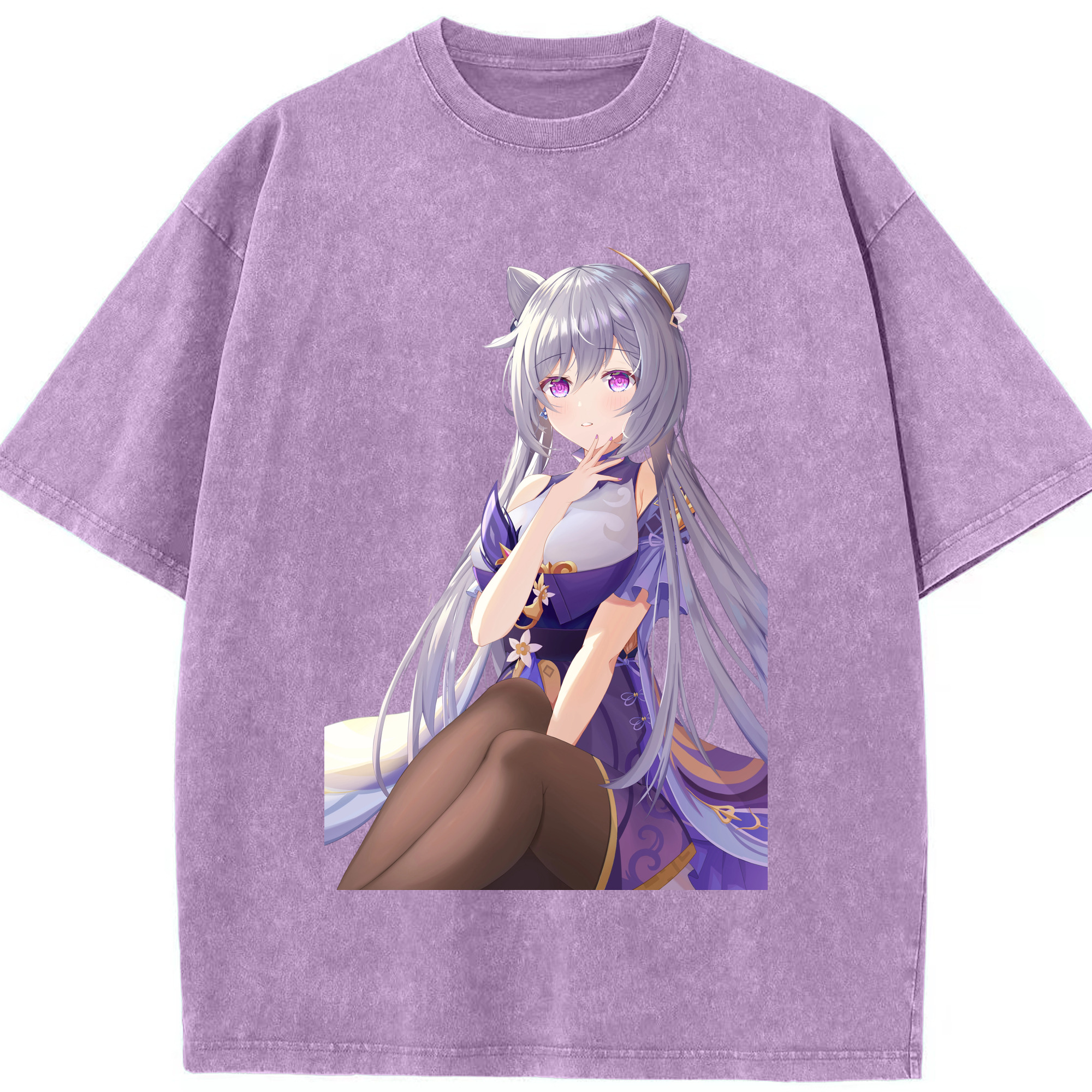 げんし神 刻晴 こくせい genshin Kokusei 綿100% ヴィンテージ風 半袖Tシャツ（フロントプリント）