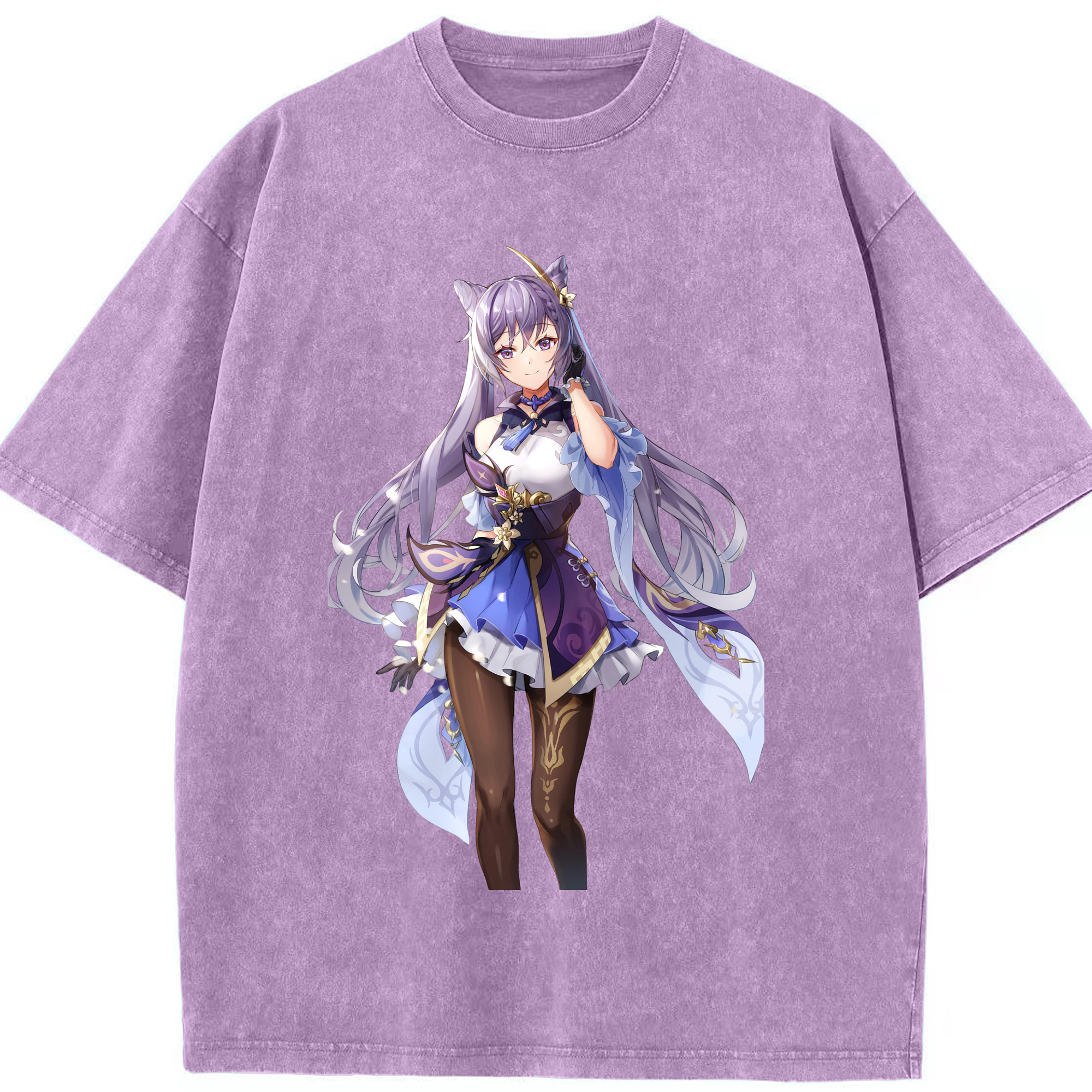 げんし神 刻晴 こくせい genshin Kokusei 綿100% ヴィンテージ風 半袖Tシャツ（フロントプリント）
