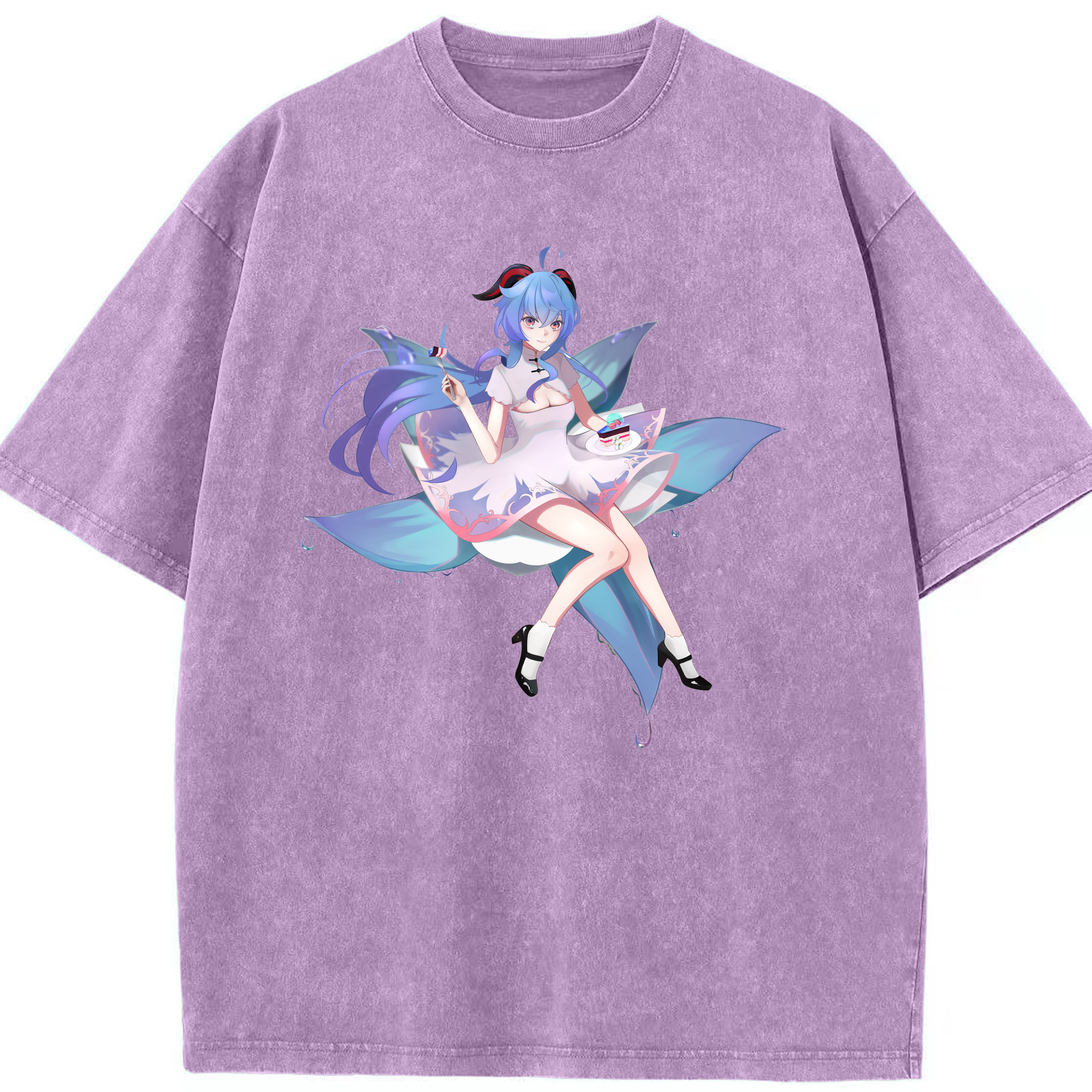 げんし神 甘雨 かんう genshin Ganyu 綿100% ヴィンテージ風 半袖Tシャツ（フロントプリント）