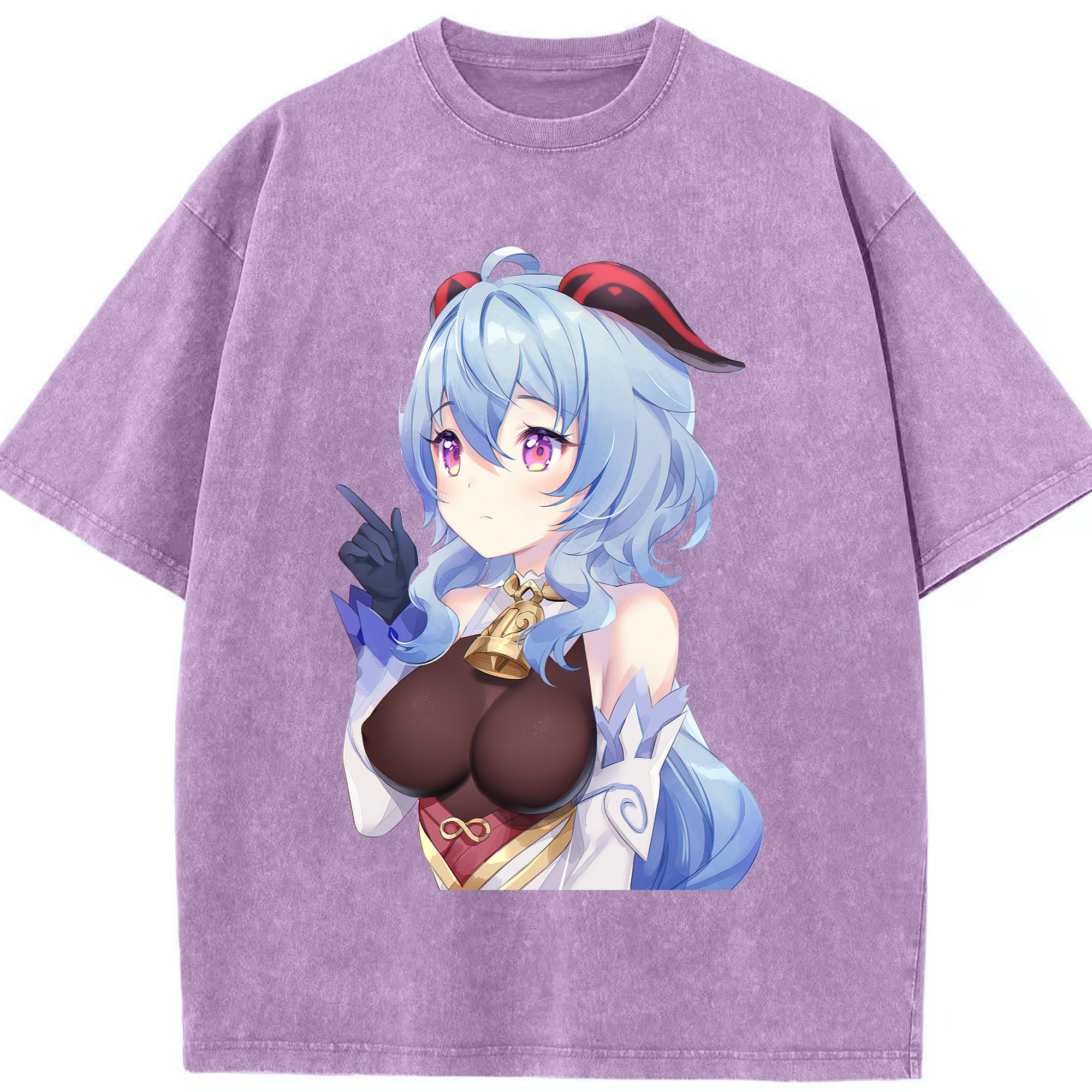 げんし神 甘雨 かんう genshin Ganyu 綿100% ヴィンテージ風 半袖Tシャツ（フロントプリント）