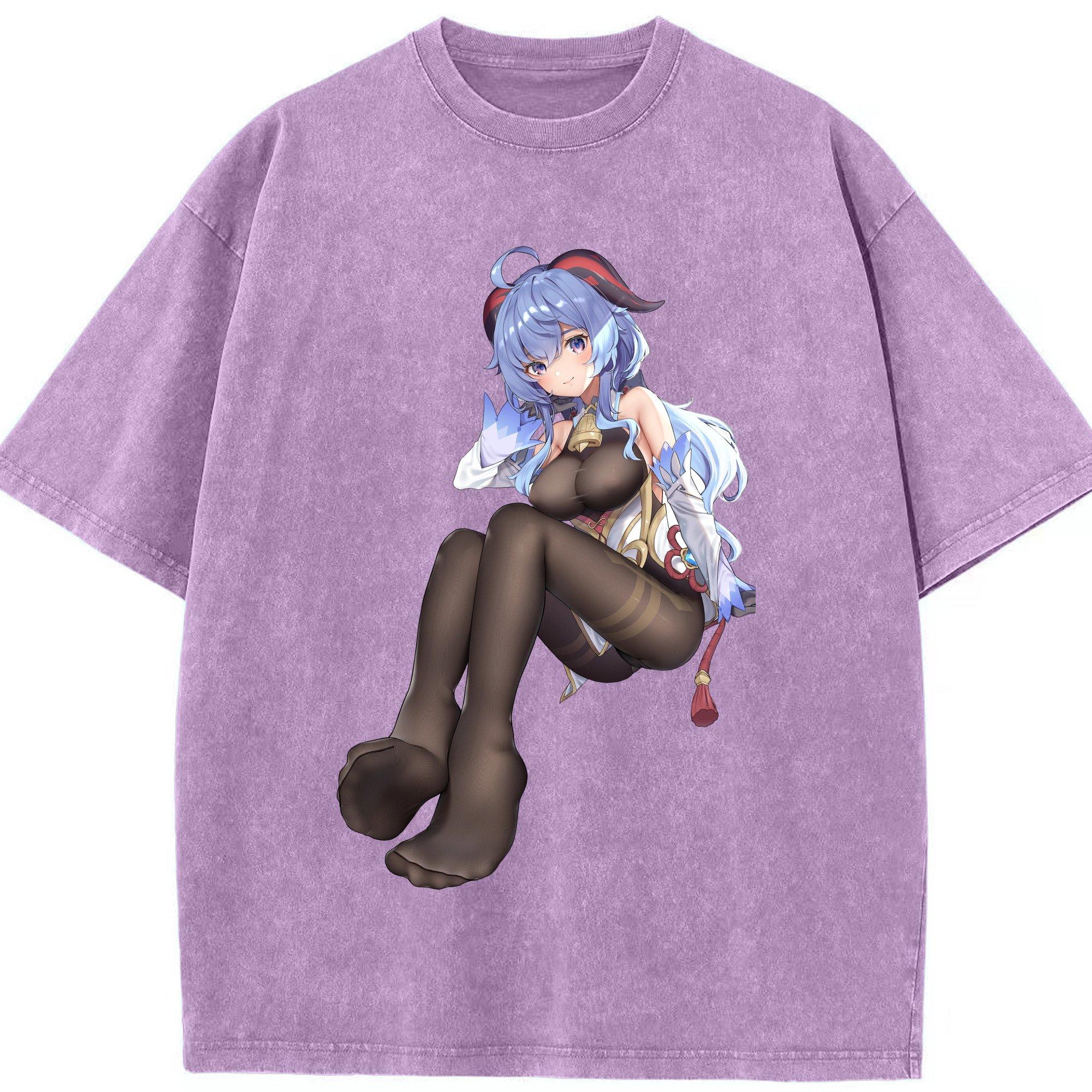 げんし神 甘雨 かんう genshin Ganyu 綿100% ヴィンテージ風 半袖Tシャツ（フロントプリント）