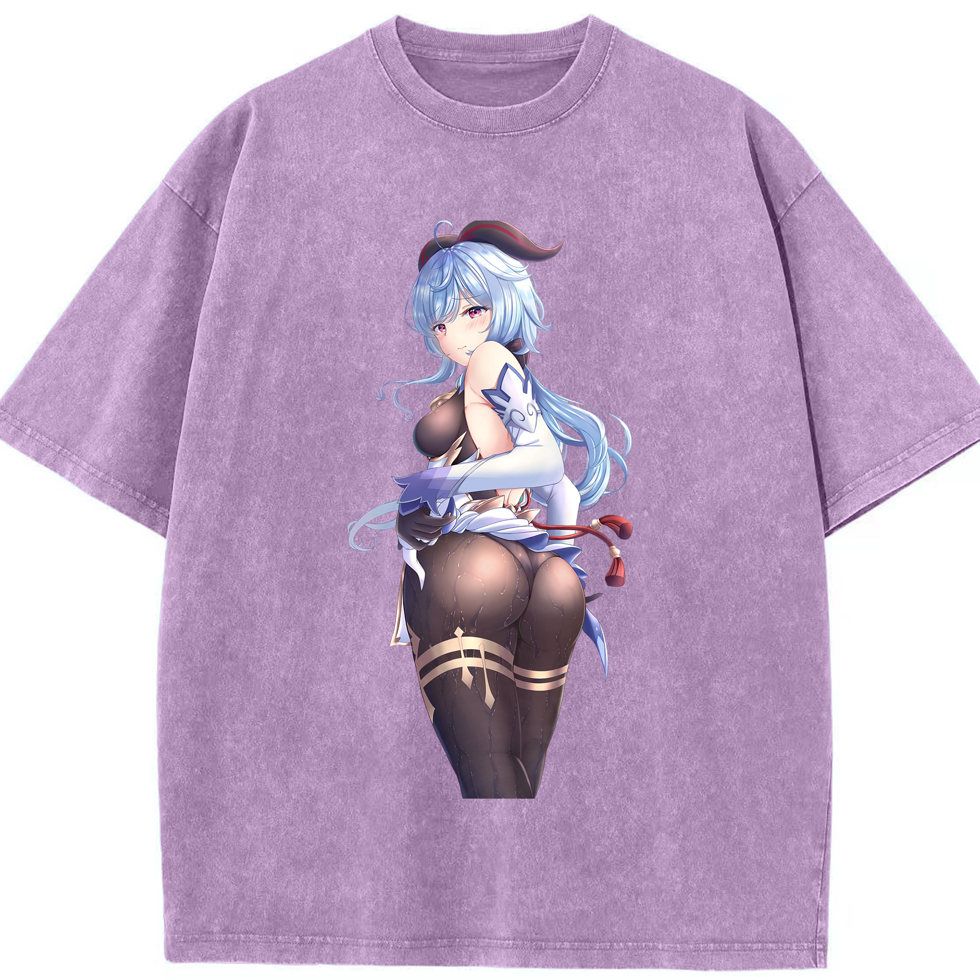 げんし神 甘雨 かんう genshin Ganyu 綿100% ヴィンテージ風 半袖Tシャツ（フロントプリント）