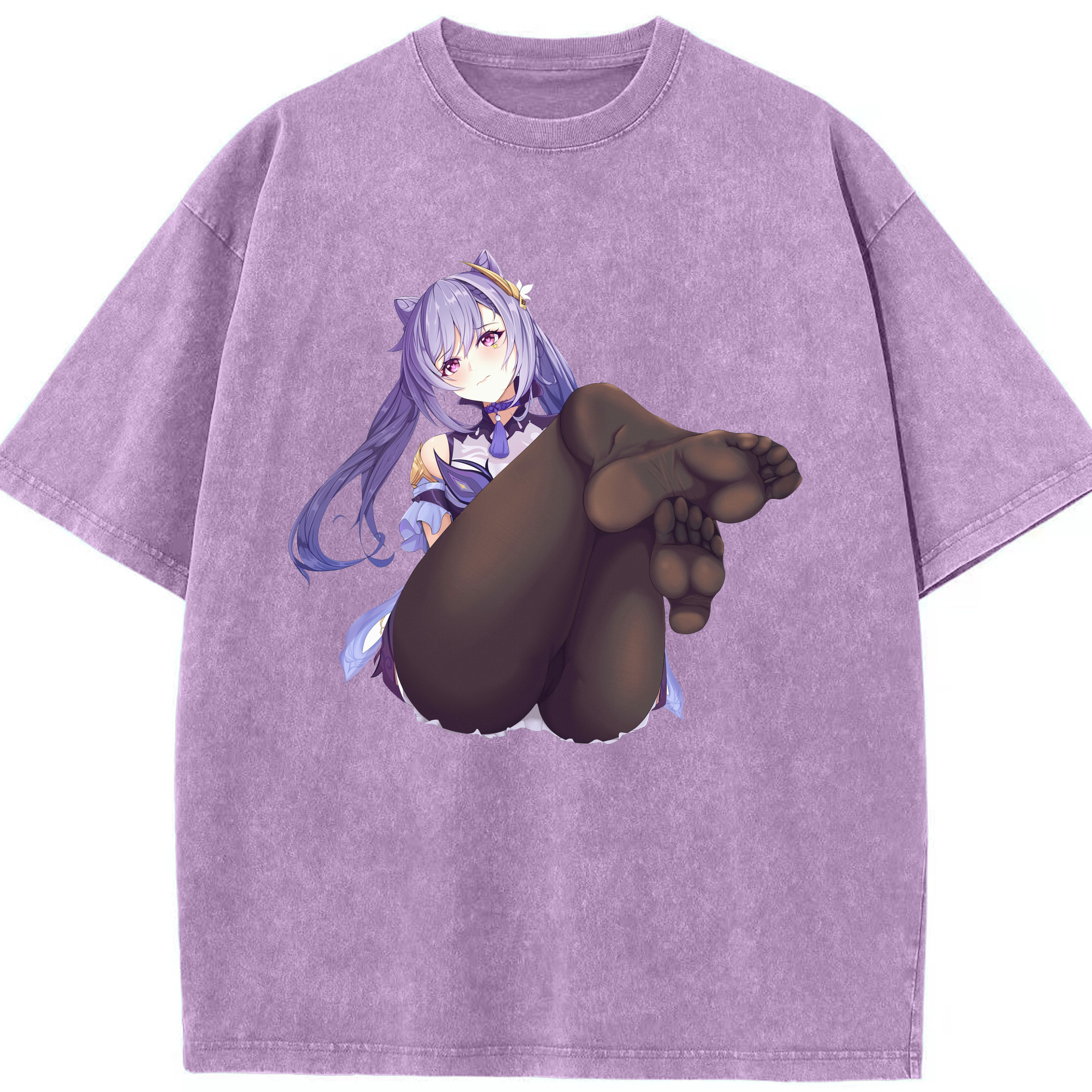 げんし神 刻晴 こくせい genshin Kokusei 綿100% ヴィンテージ風 半袖Tシャツ（フロントプリント）