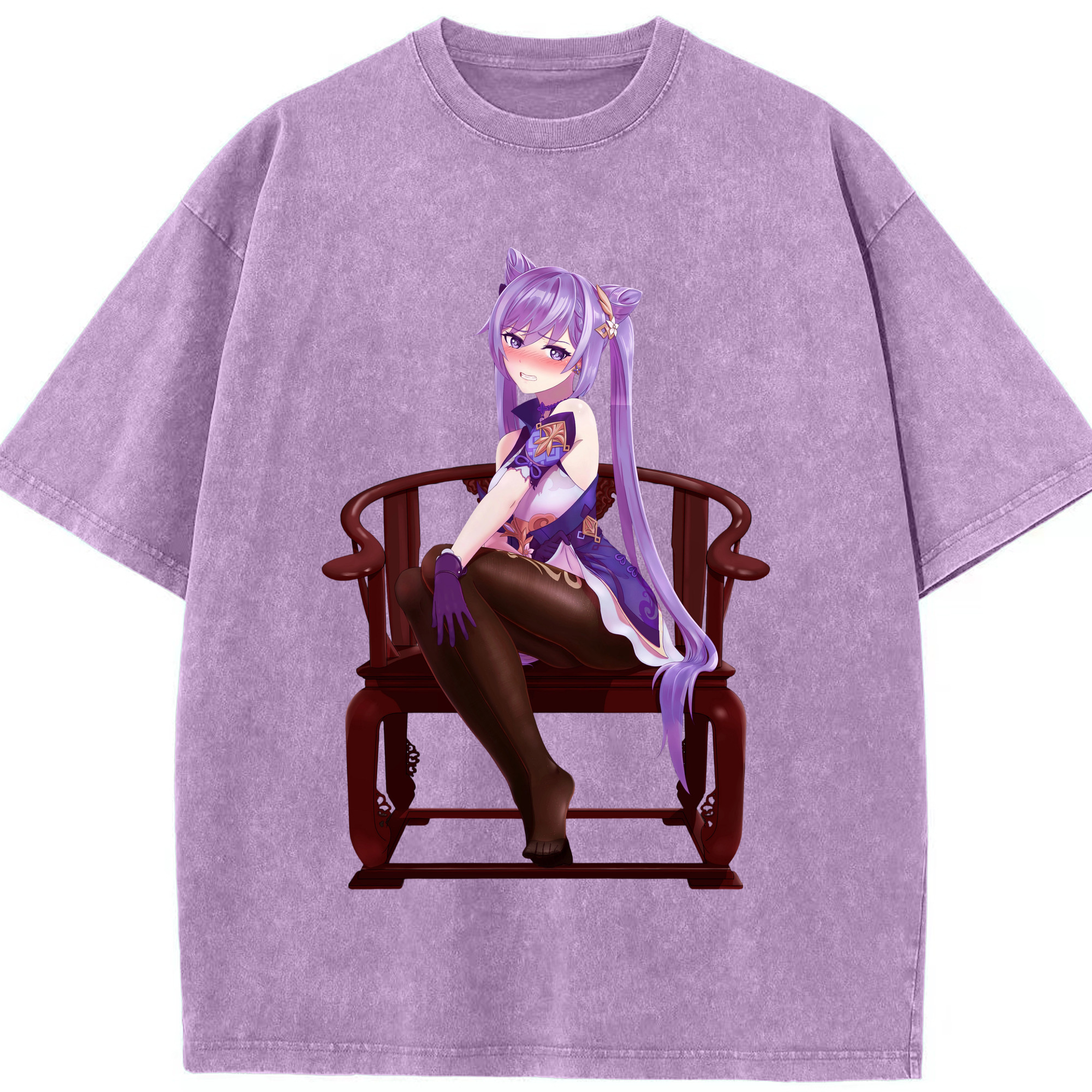 げんし神 刻晴 こくせい genshin Kokusei 綿100% ヴィンテージ風 半袖Tシャツ（フロントプリント）