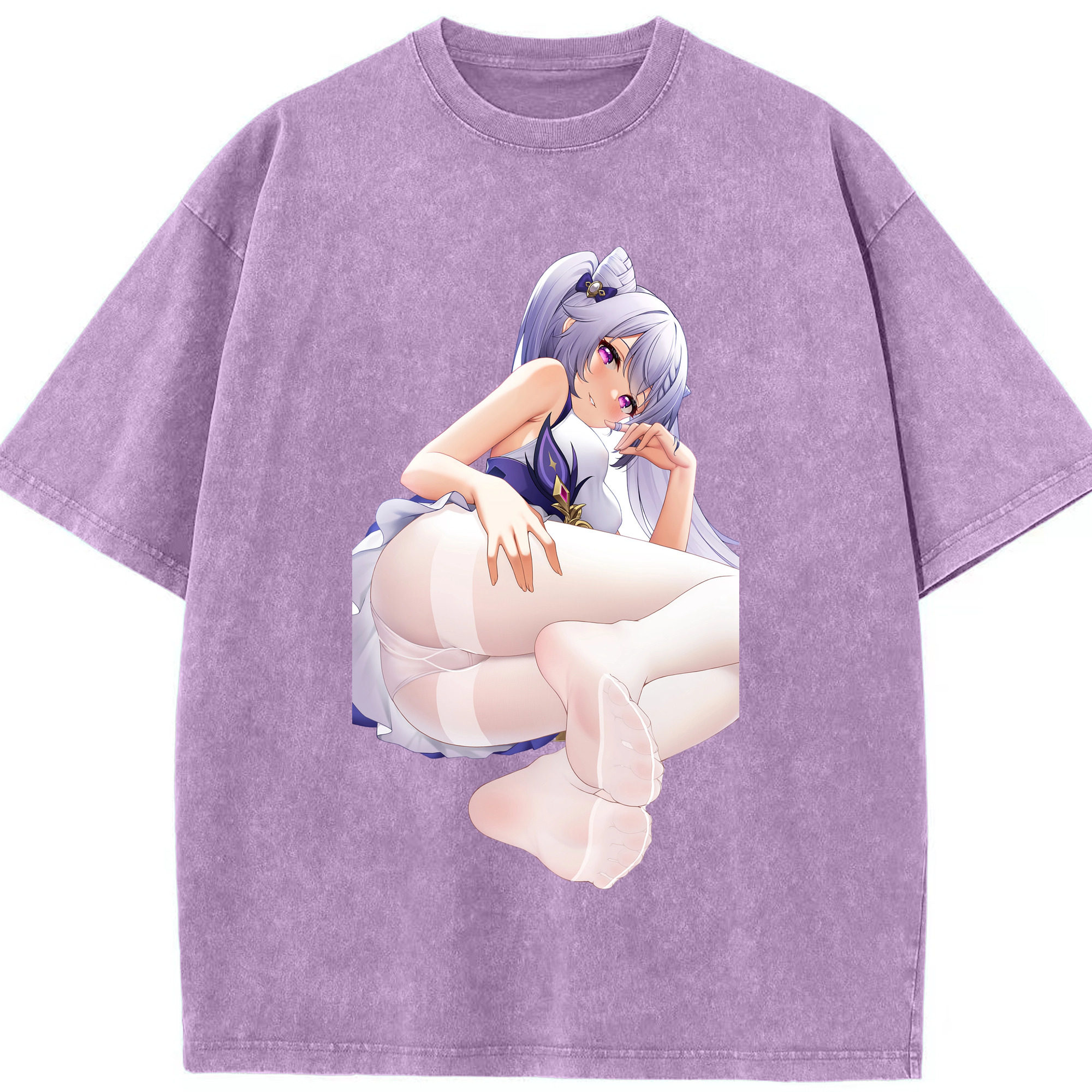 げんし神 刻晴 こくせい genshin Kokusei 綿100% ヴィンテージ風 半袖Tシャツ（フロントプリント）
