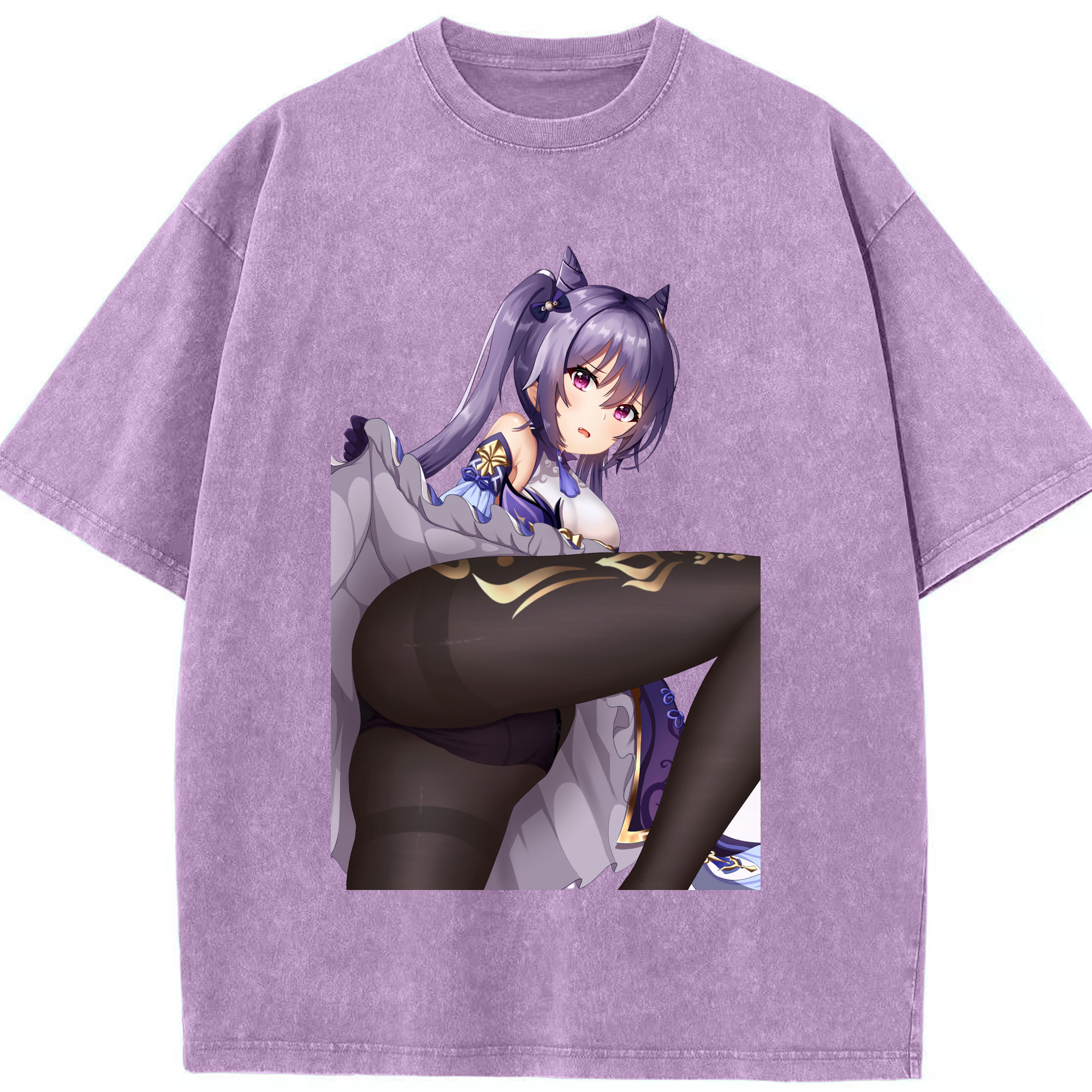 げんし神 刻晴 こくせい genshin Kokusei 綿100% ヴィンテージ風 半袖Tシャツ（フロントプリント）