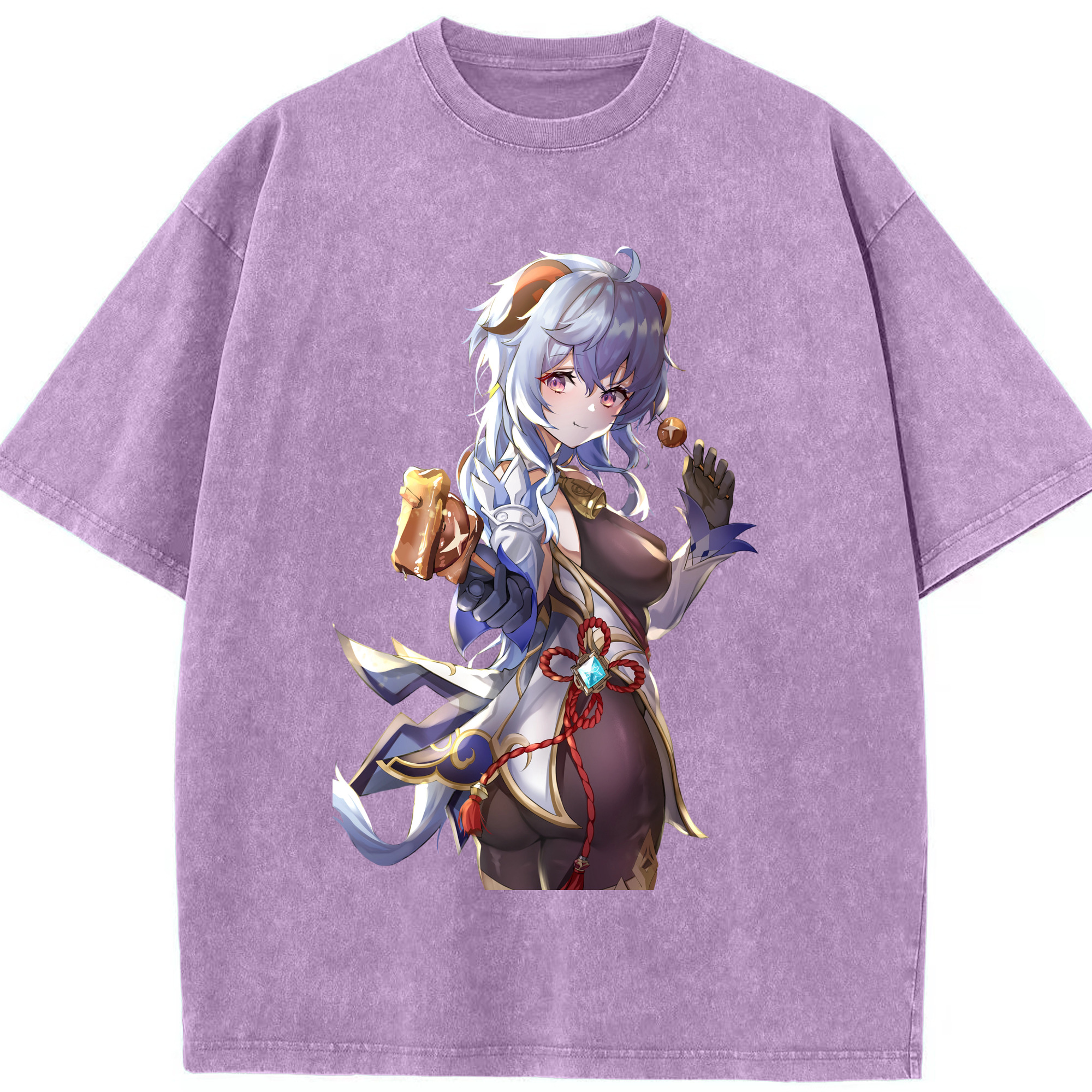 げんし神 甘雨 かんう genshin Ganyu 綿100% ヴィンテージ風 半袖Tシャツ（フロントプリント）
