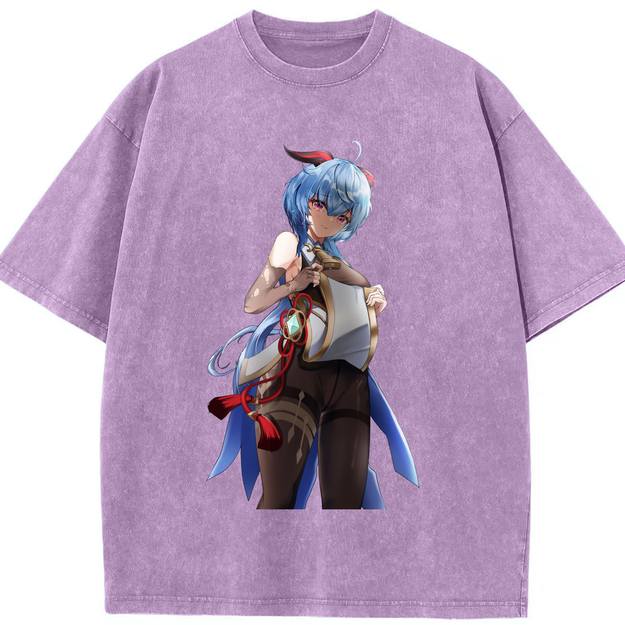 げんし神 甘雨 かんう genshin Ganyu 綿100% ヴィンテージ風 半袖Tシャツ（フロントプリント）