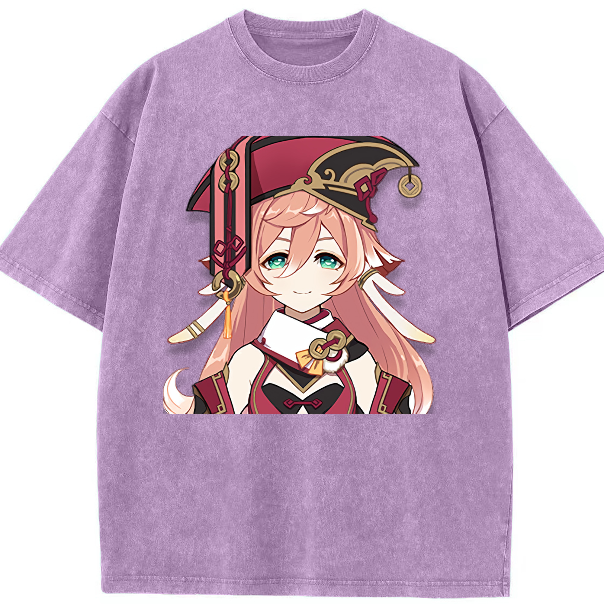 げんし神 ヤンフェイ genshin Yanfei 綿100% ヴィンテージ風 半袖Tシャツ（フロントプリント）
