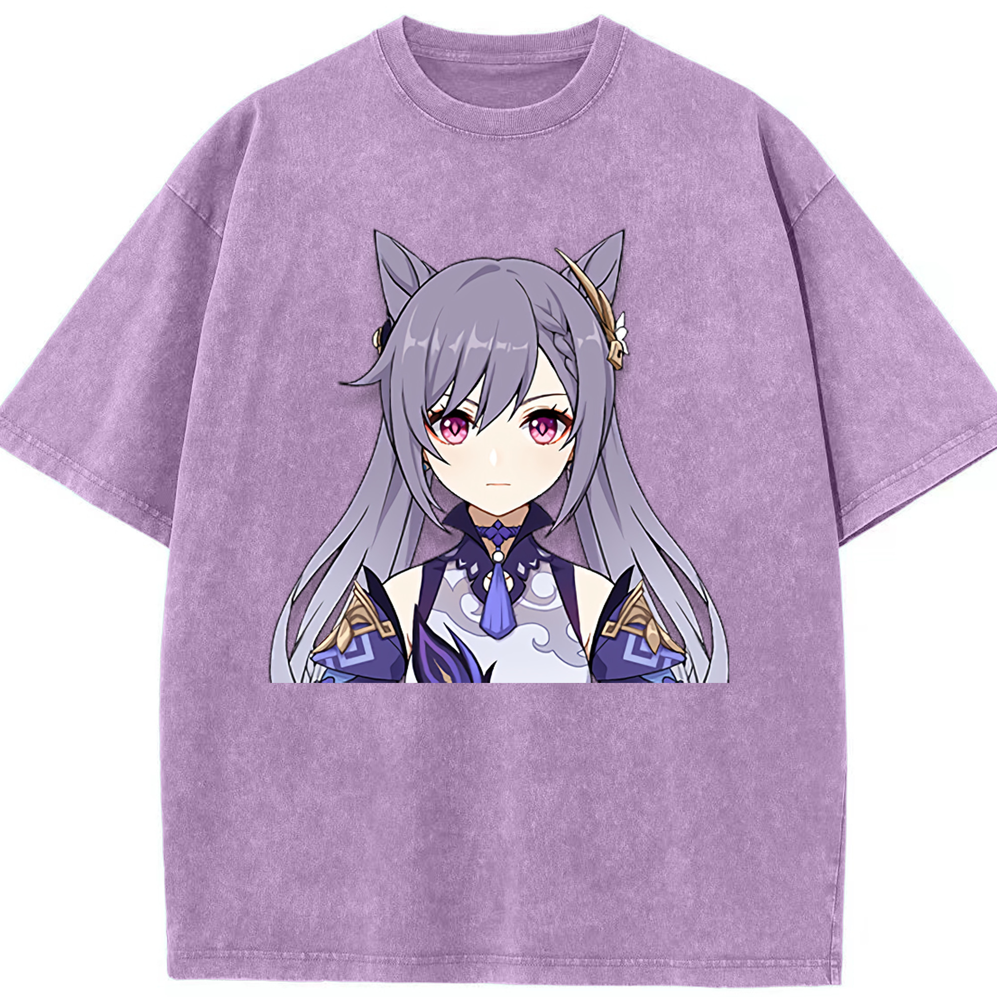 げんし神 刻晴 こくせい genshin Kokusei 綿100% ヴィンテージ風 半袖Tシャツ（フロントプリント）