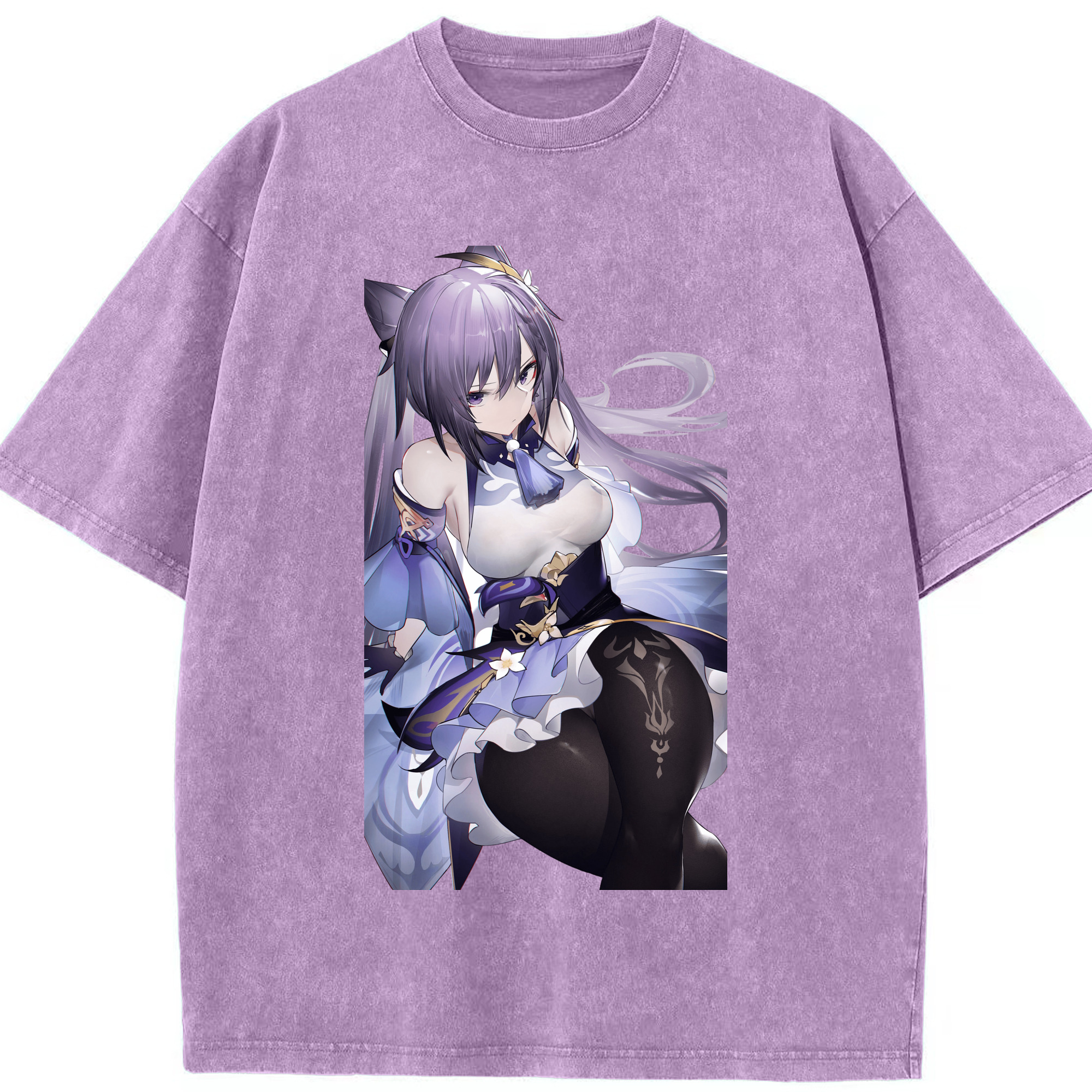 げんし神 刻晴 こくせい genshin Kokusei 綿100% ヴィンテージ風 半袖Tシャツ（フロントプリント）