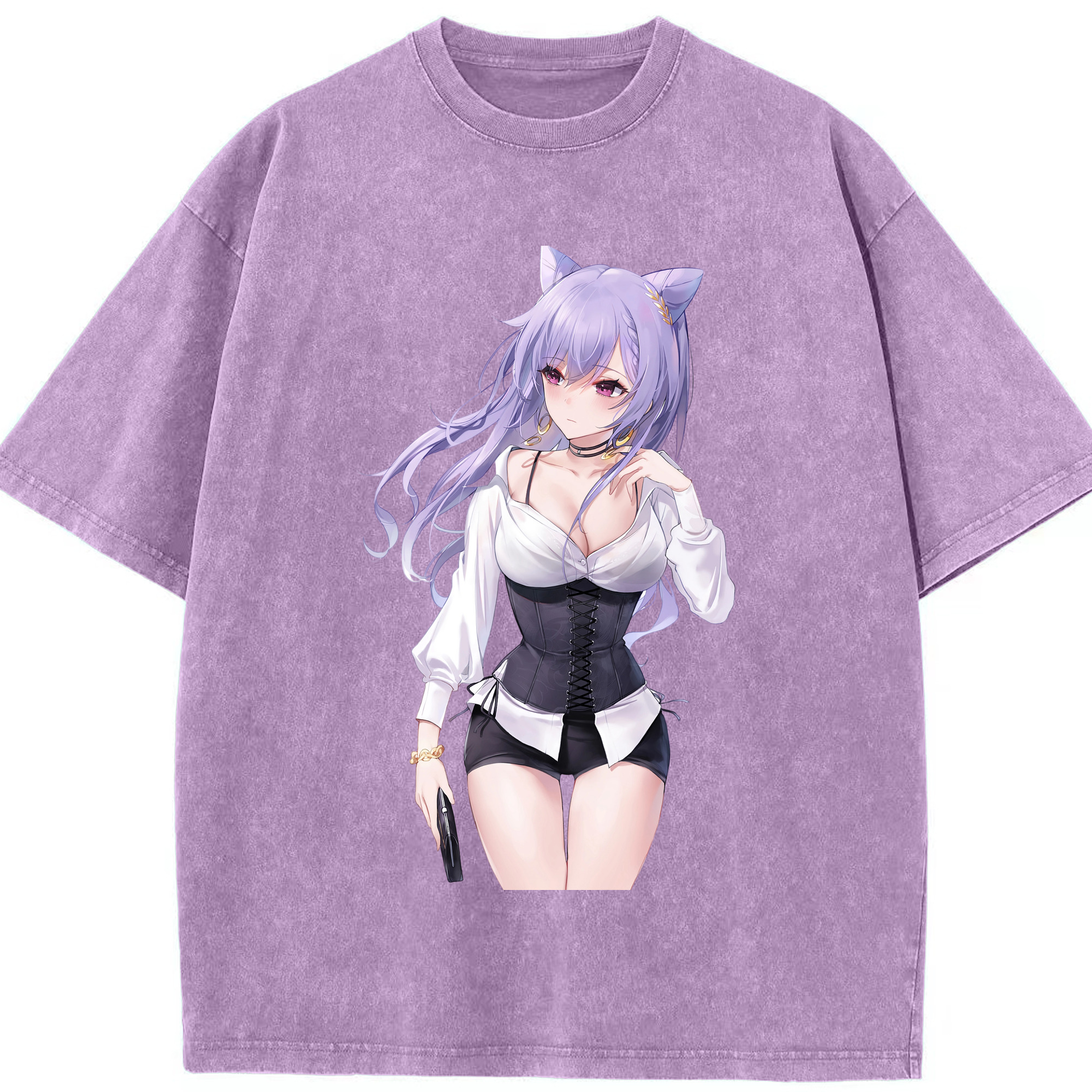 げんし神 刻晴 こくせい genshin Kokusei 綿100% ヴィンテージ風 半袖Tシャツ（フロントプリント）