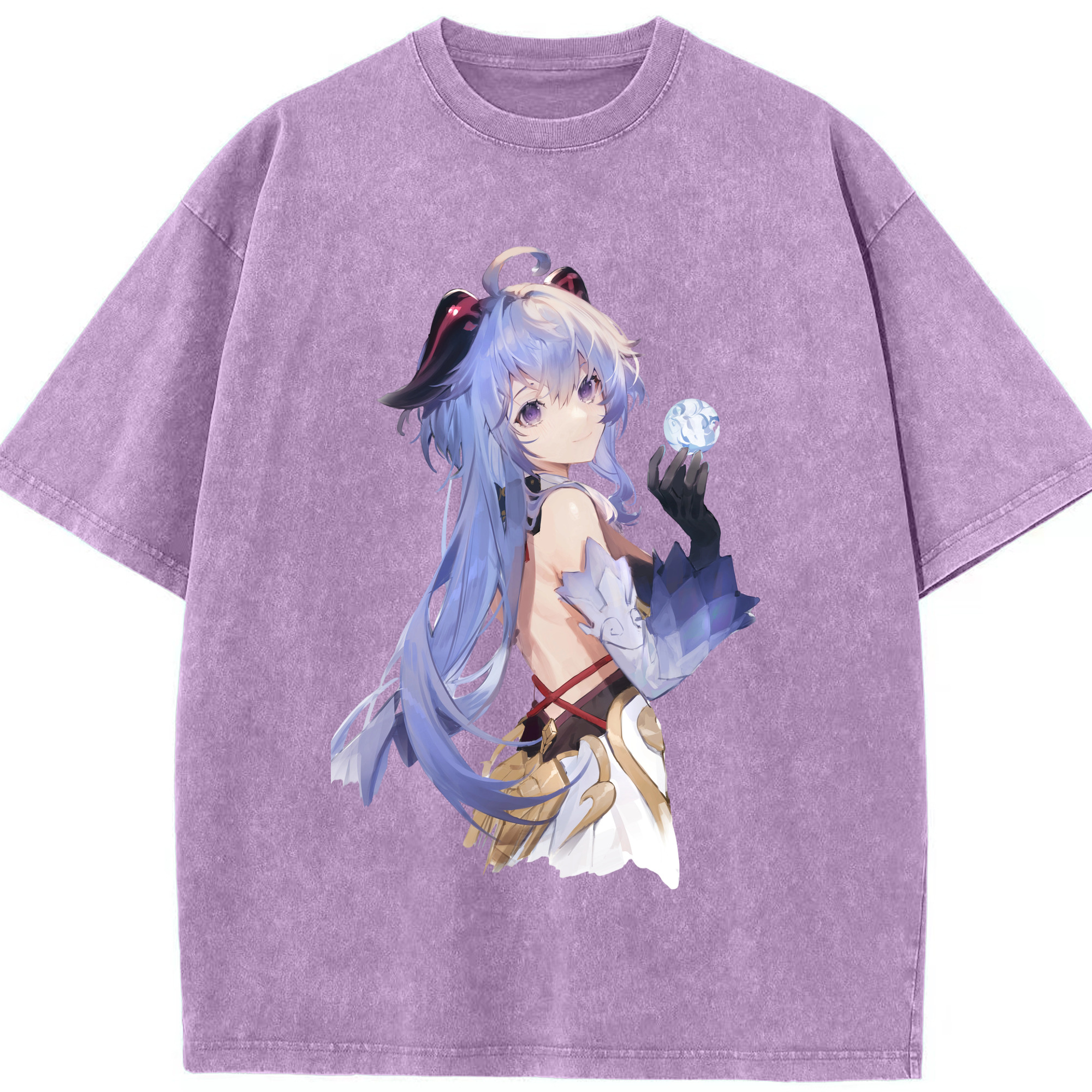 げんし神 甘雨 かんう genshin Ganyu 綿100% ヴィンテージ風 半袖Tシャツ（フロントプリント）