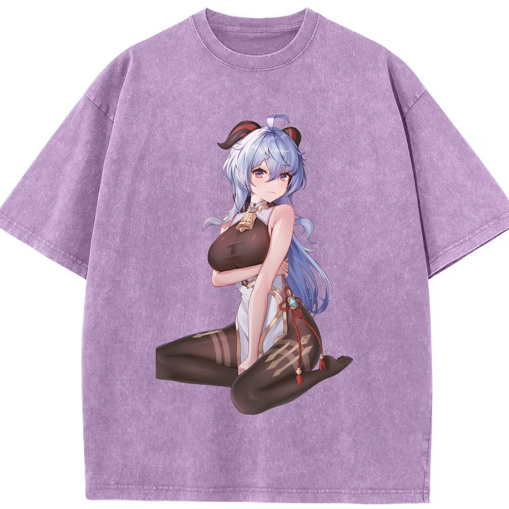 げんし神 甘雨 かんう genshin Ganyu 綿100% ヴィンテージ風 半袖Tシャツ（フロントプリント）
